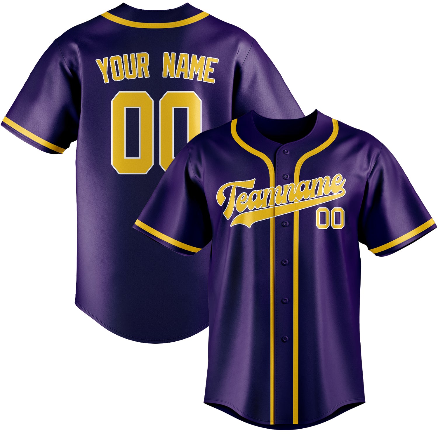 Custom Purple Gold Baseball Jersey