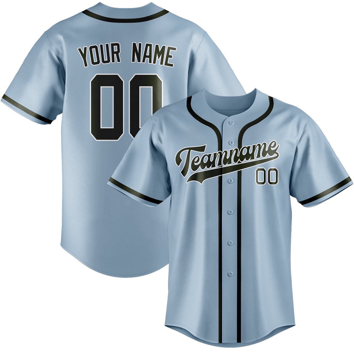 Custom Light Blue Olive Baseball Jersey