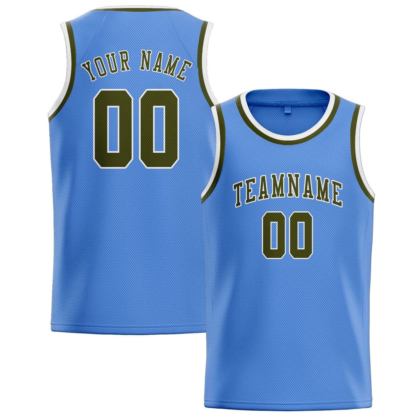 Custom Light Blue Olive Basketball Jersey