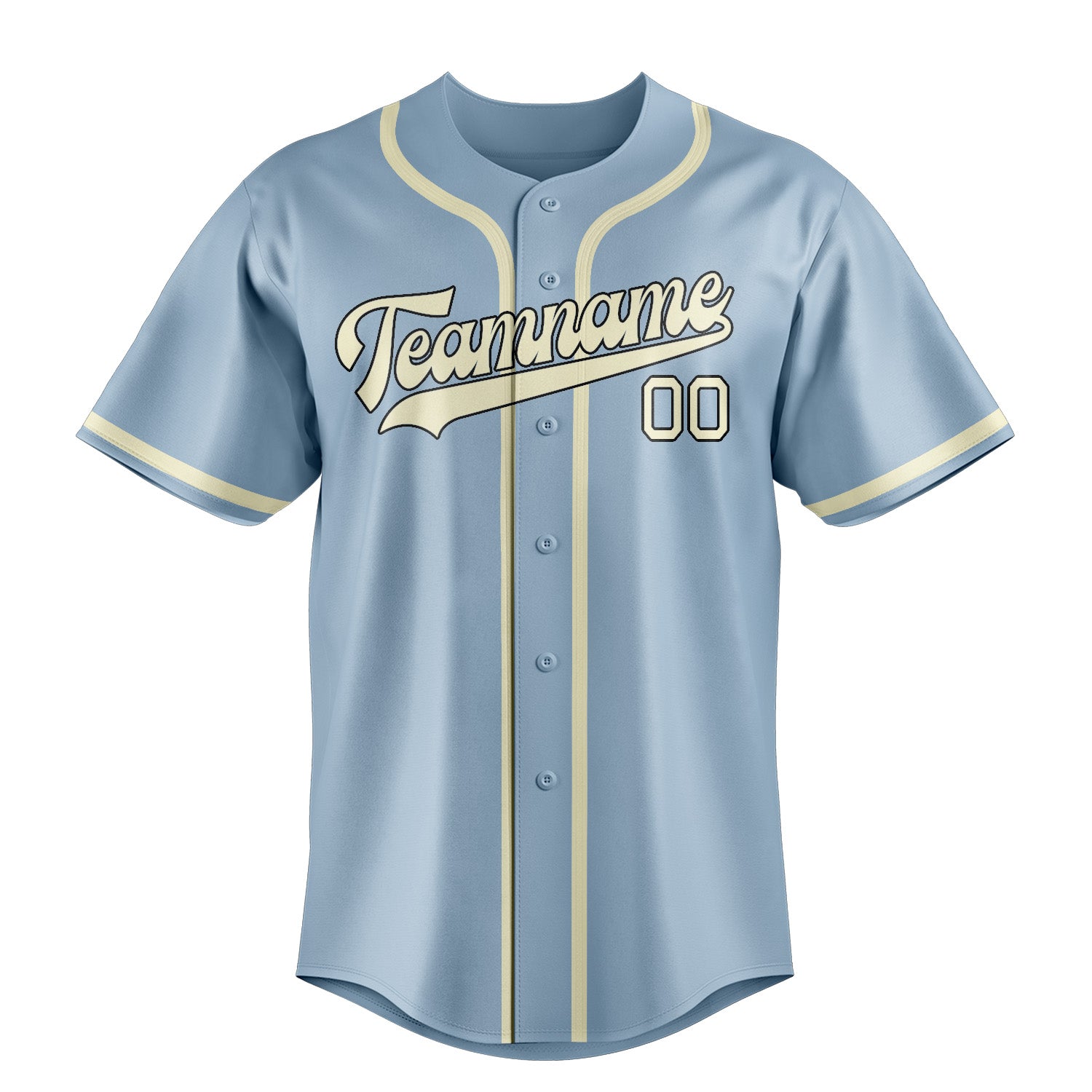 Custom Light Blue Cream Baseball Jersey