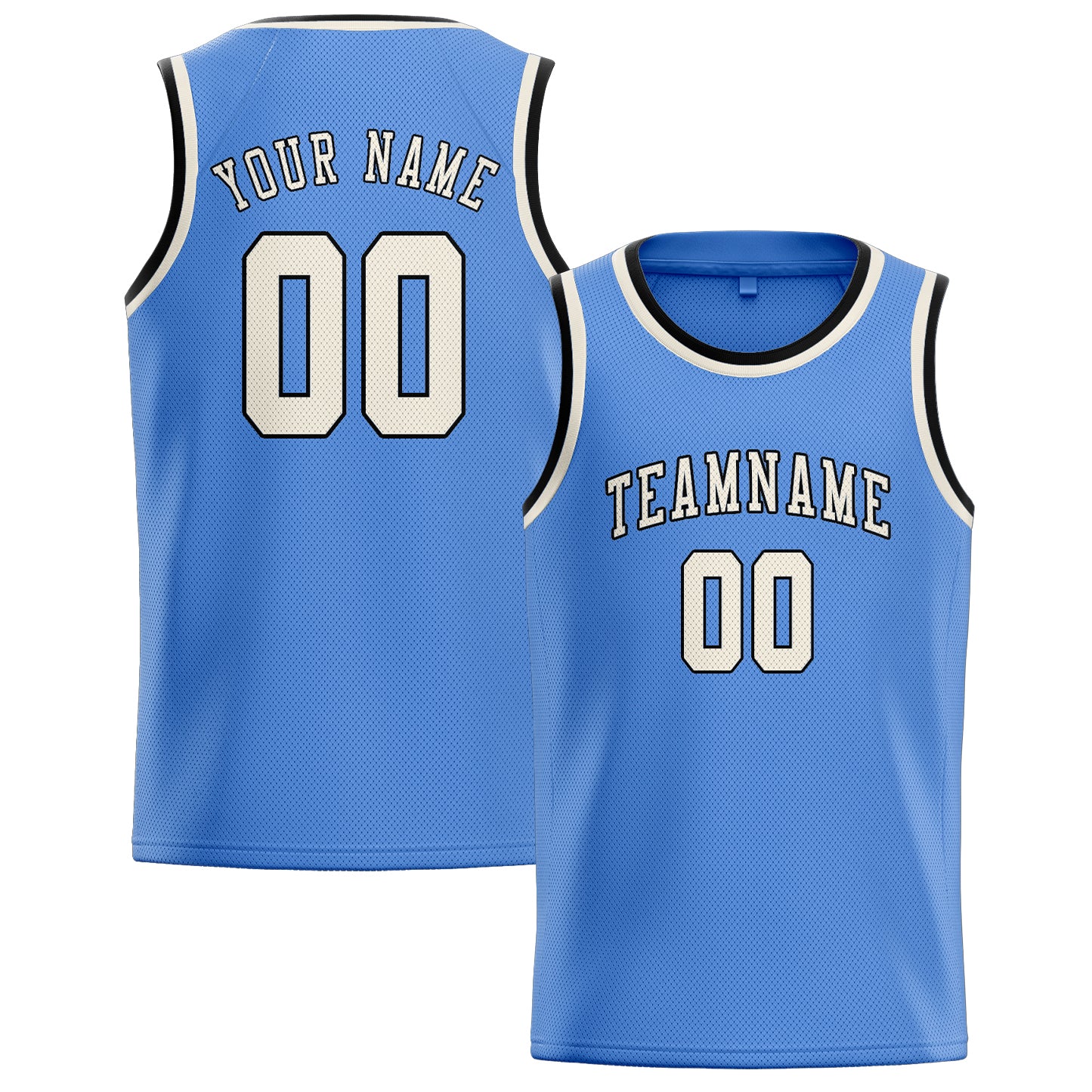 Custom Light Blue Cream Basketball Jersey