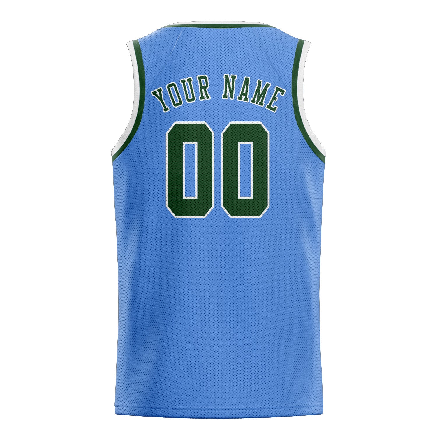 Custom Light Blue Dark Green Basketball Jersey