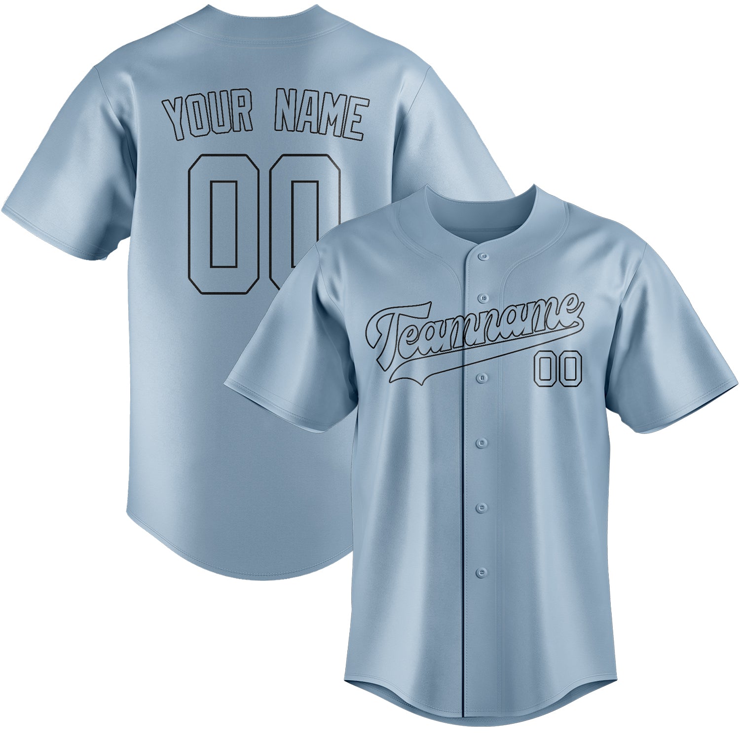 Custom Light Blue Black Baseball Jersey