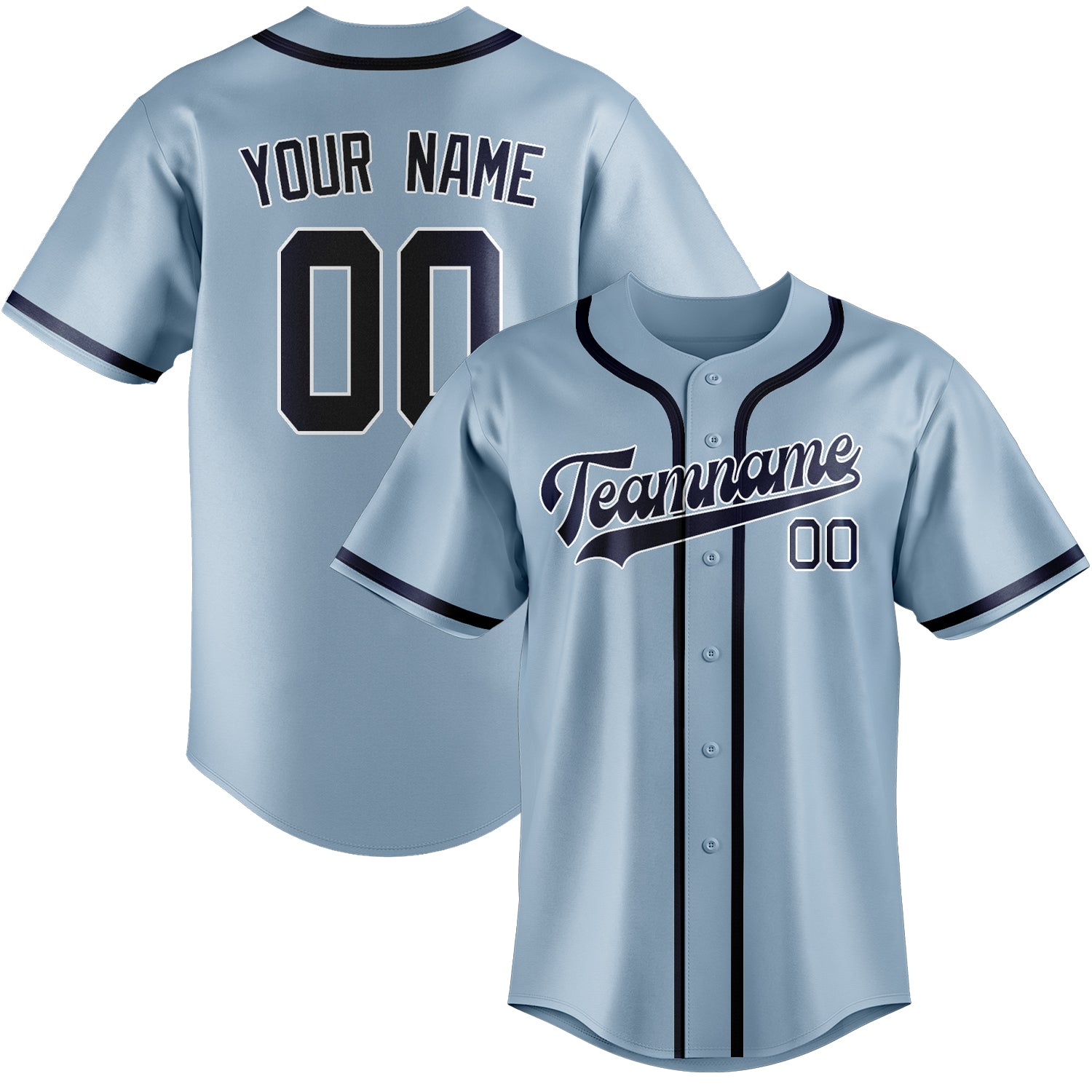 Custom Light Blue Blue Baseball Jersey