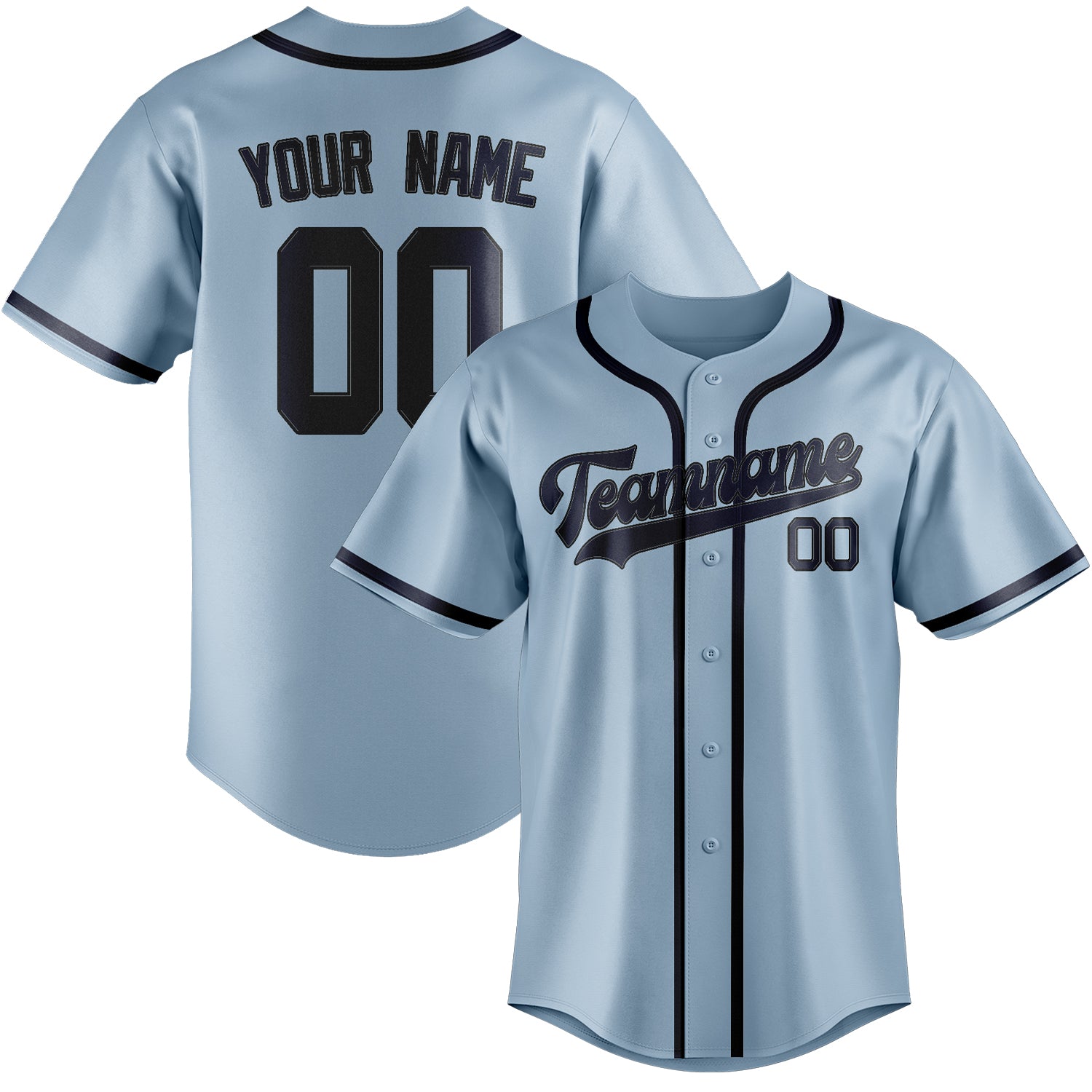 Custom Light Blue Navy Baseball Jersey