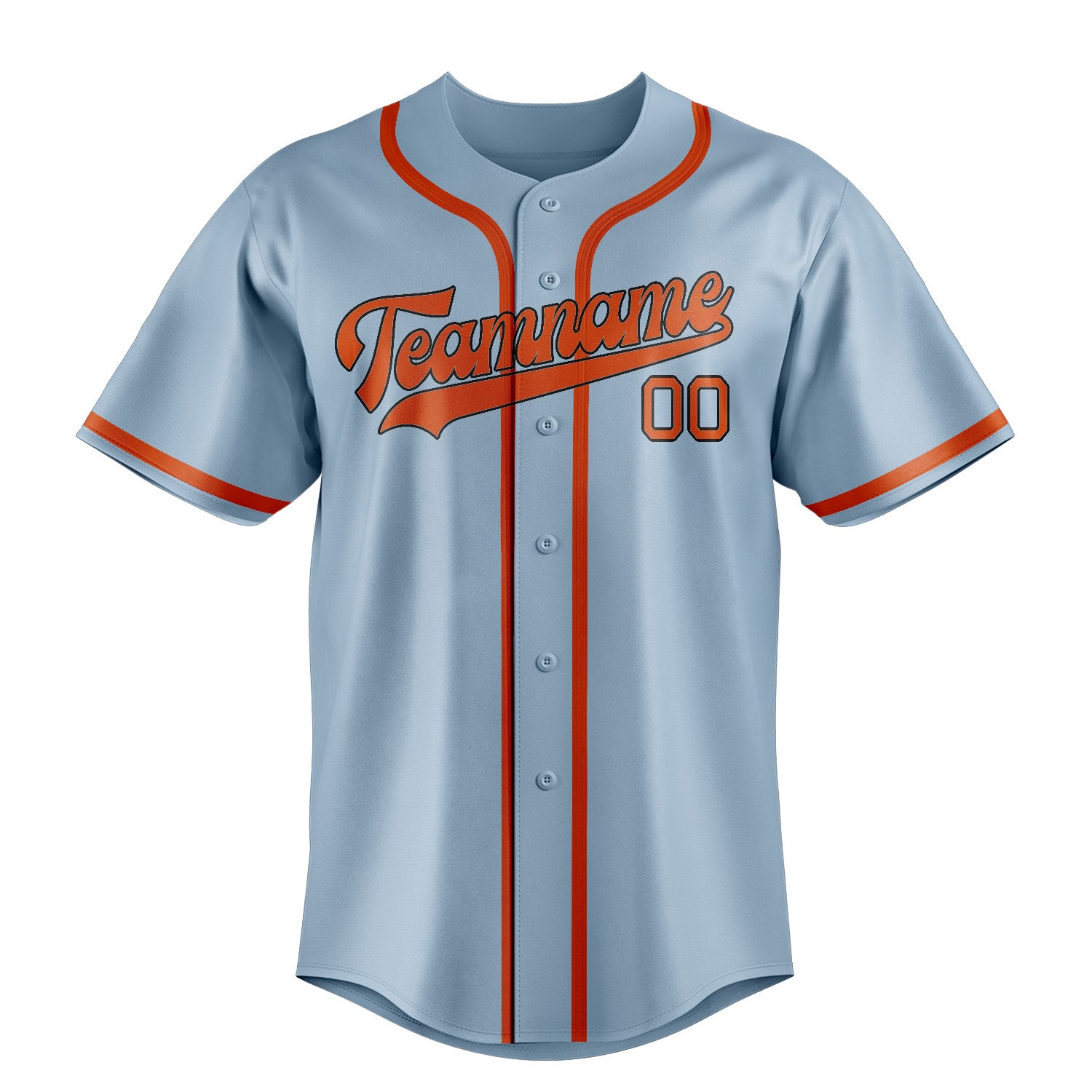 Custom Light Blue Orange Red Baseball Jersey