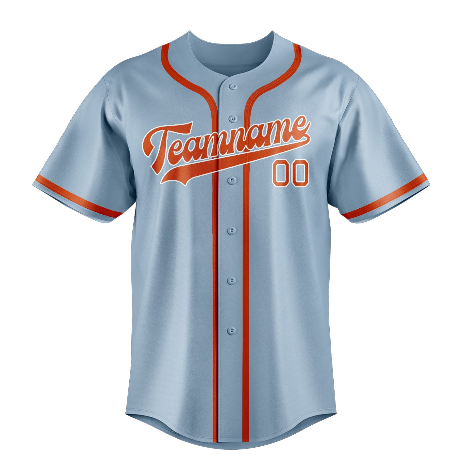 Custom Light Blue Orange Red Baseball Jersey