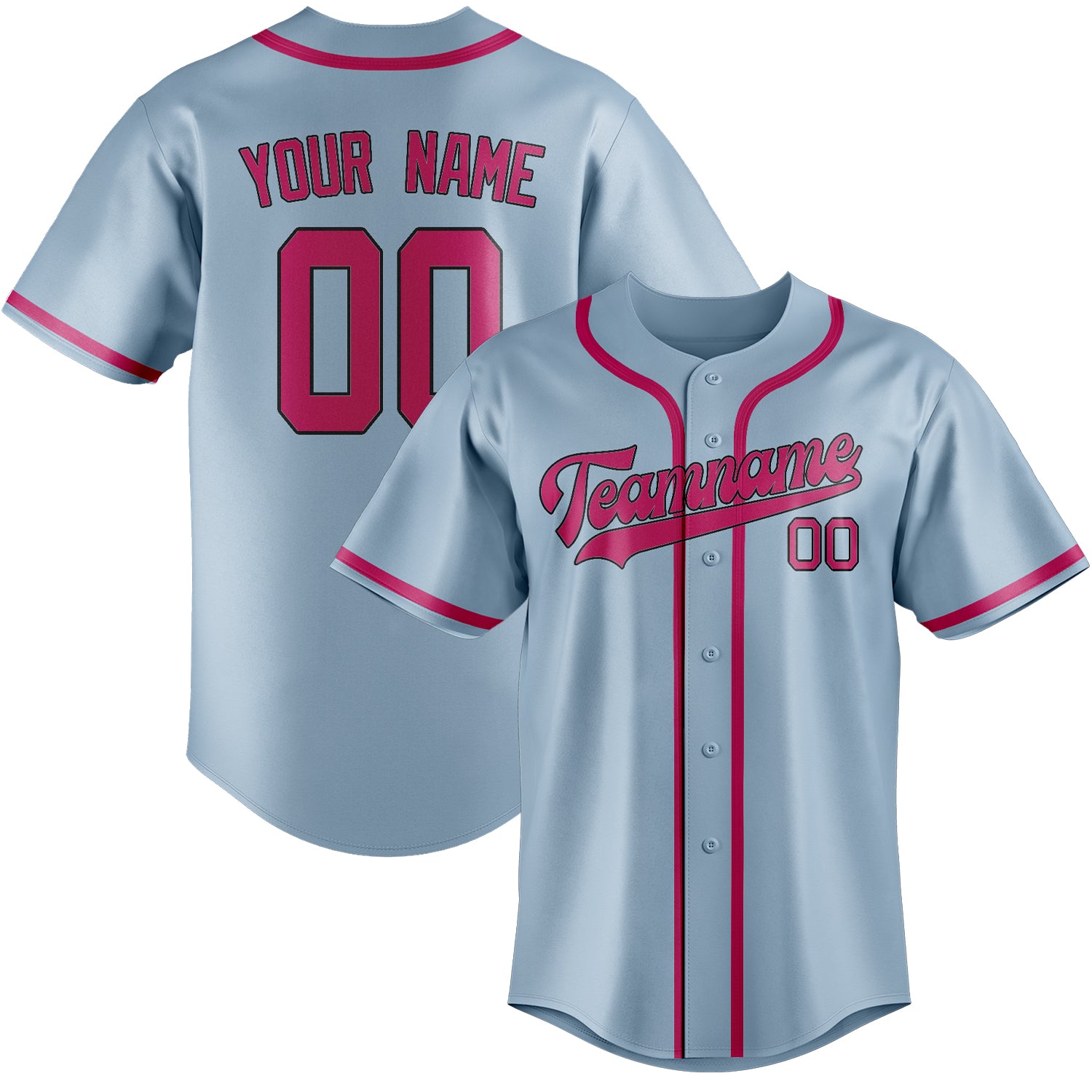 Custom Light Blue Pink Baseball Jersey