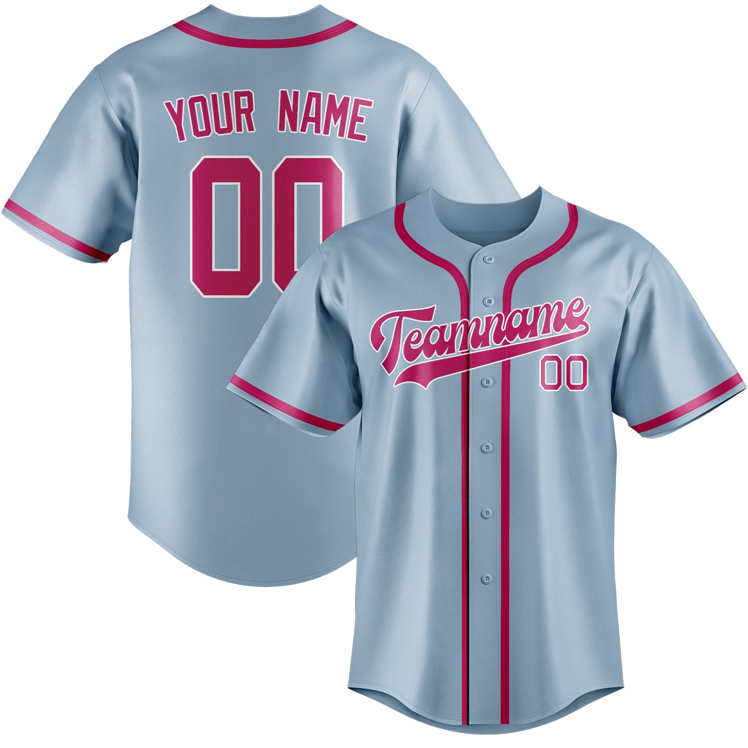 Custom Light Blue Pink Baseball Jersey