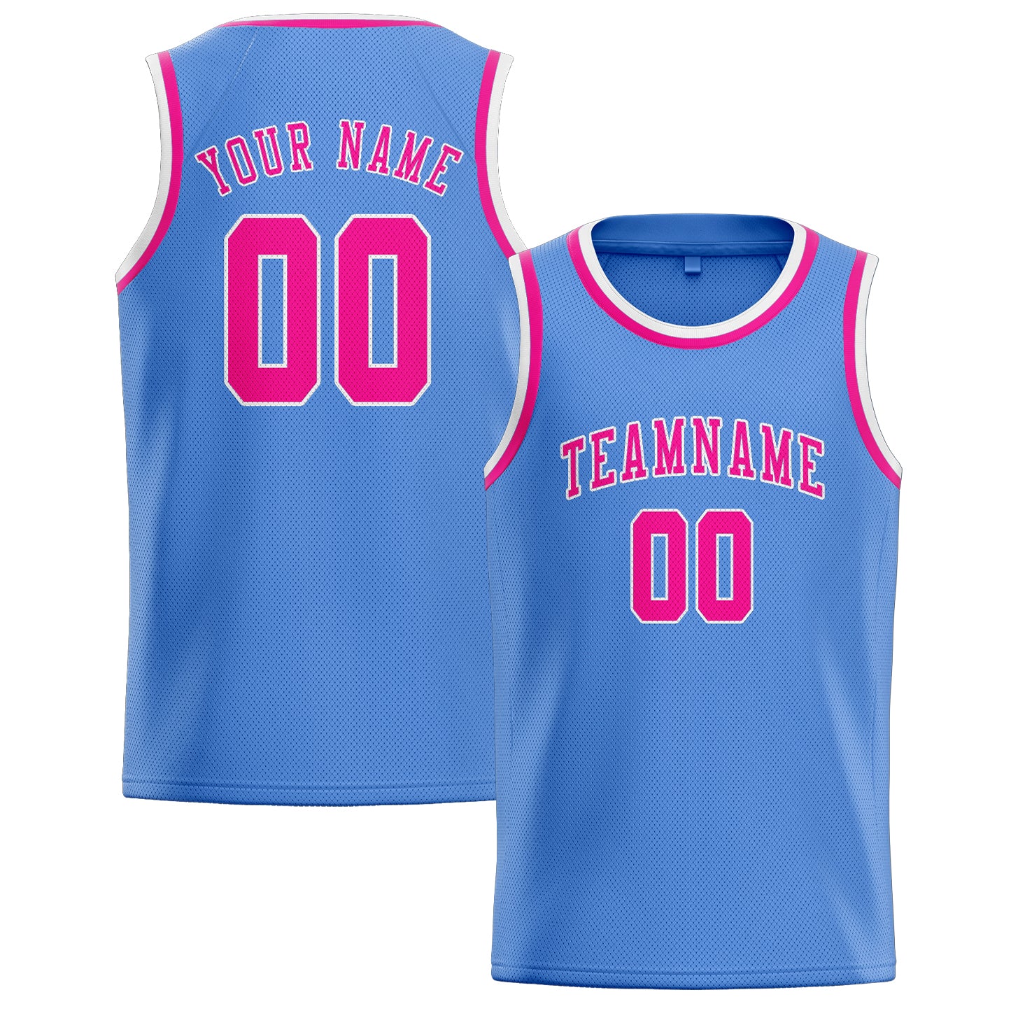 Custom Light Blue Pink Basketball Jersey