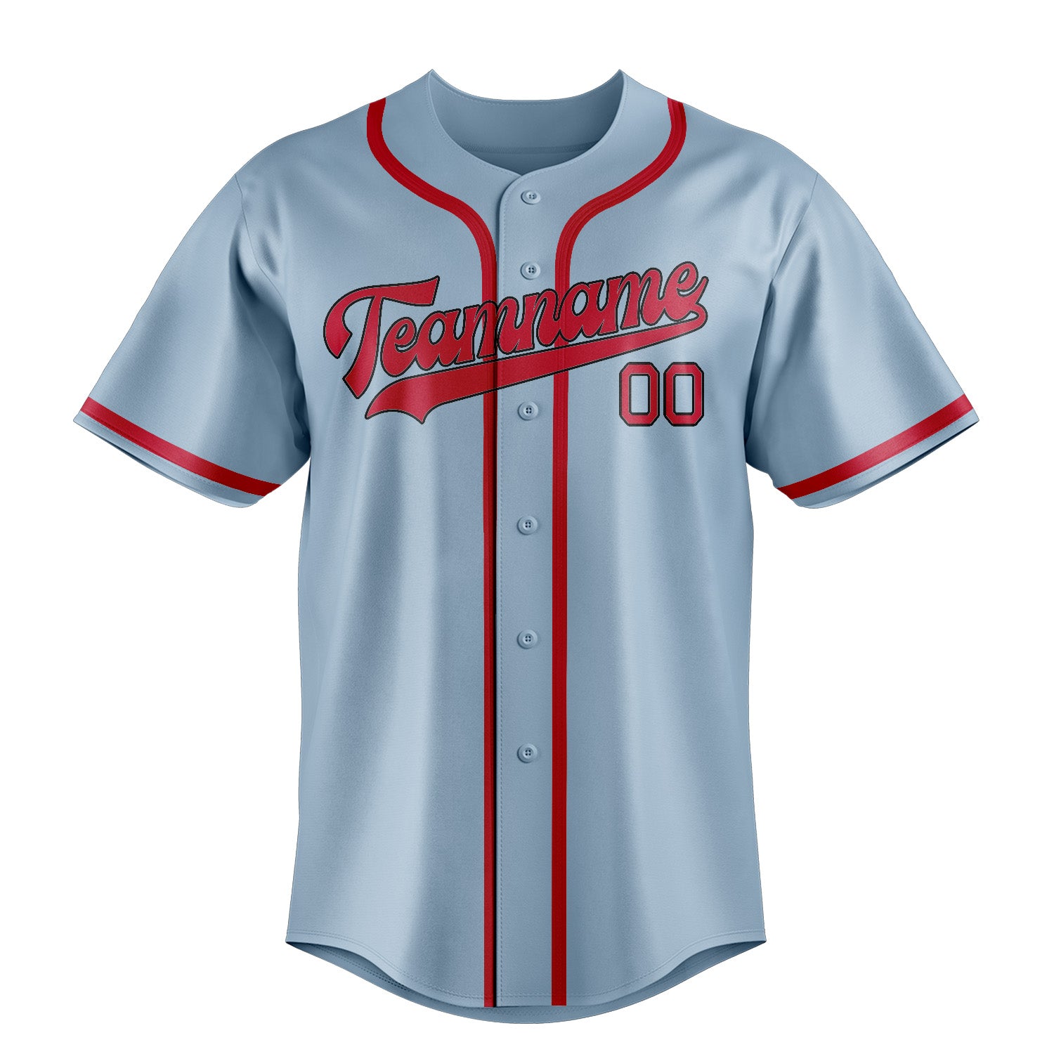 Custom Light Blue Red Baseball Jersey