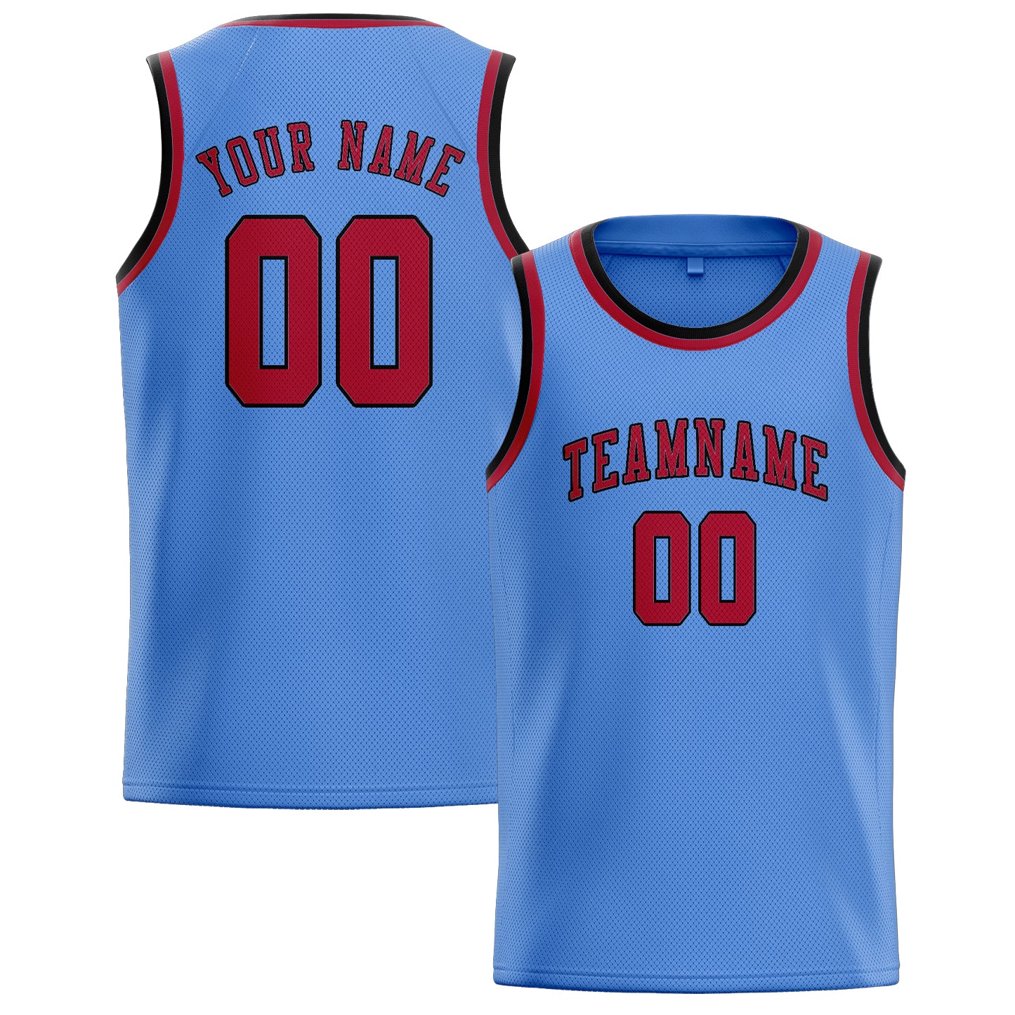 Custom Light Blue Red Basketball Jersey