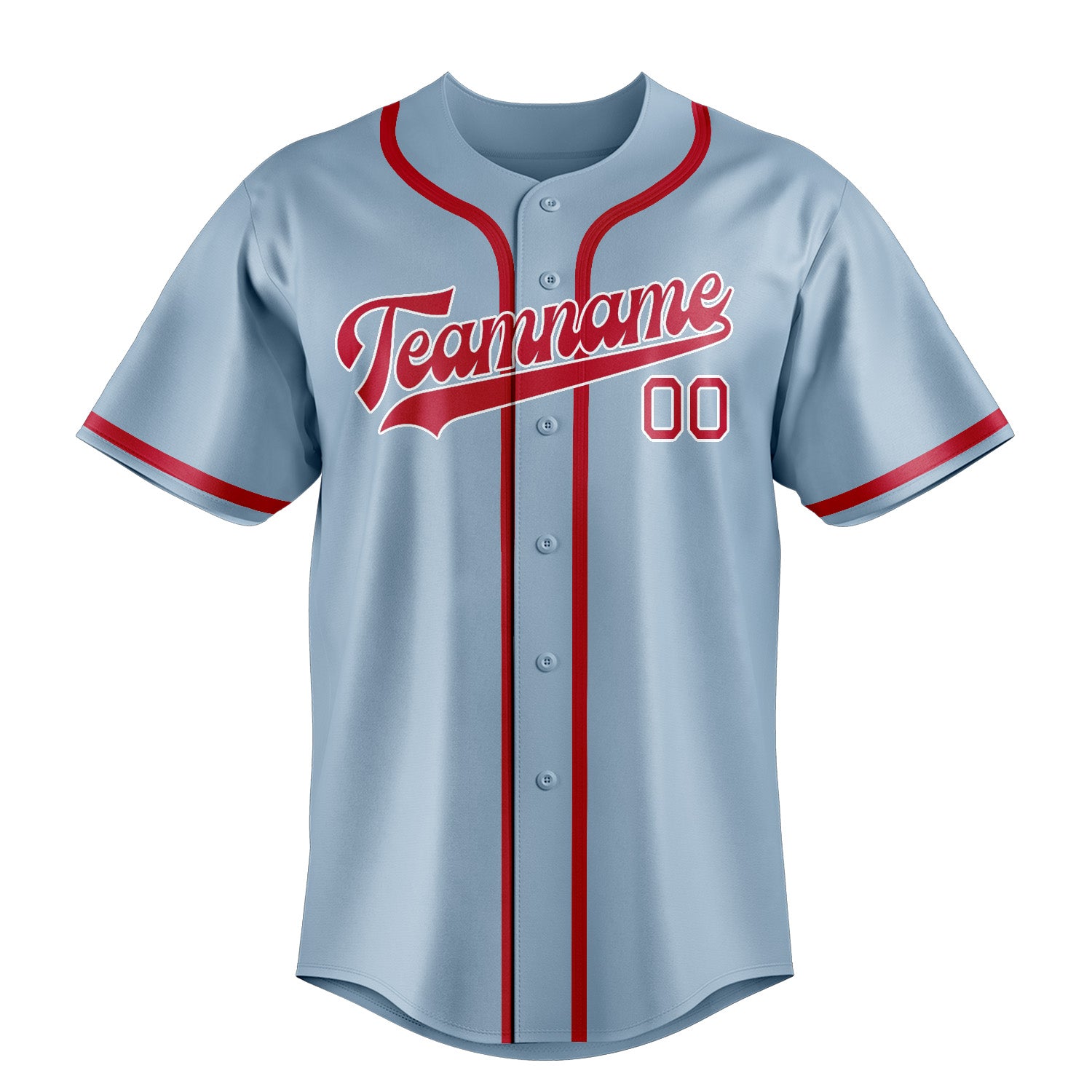 Custom Light Blue Red Baseball Jersey