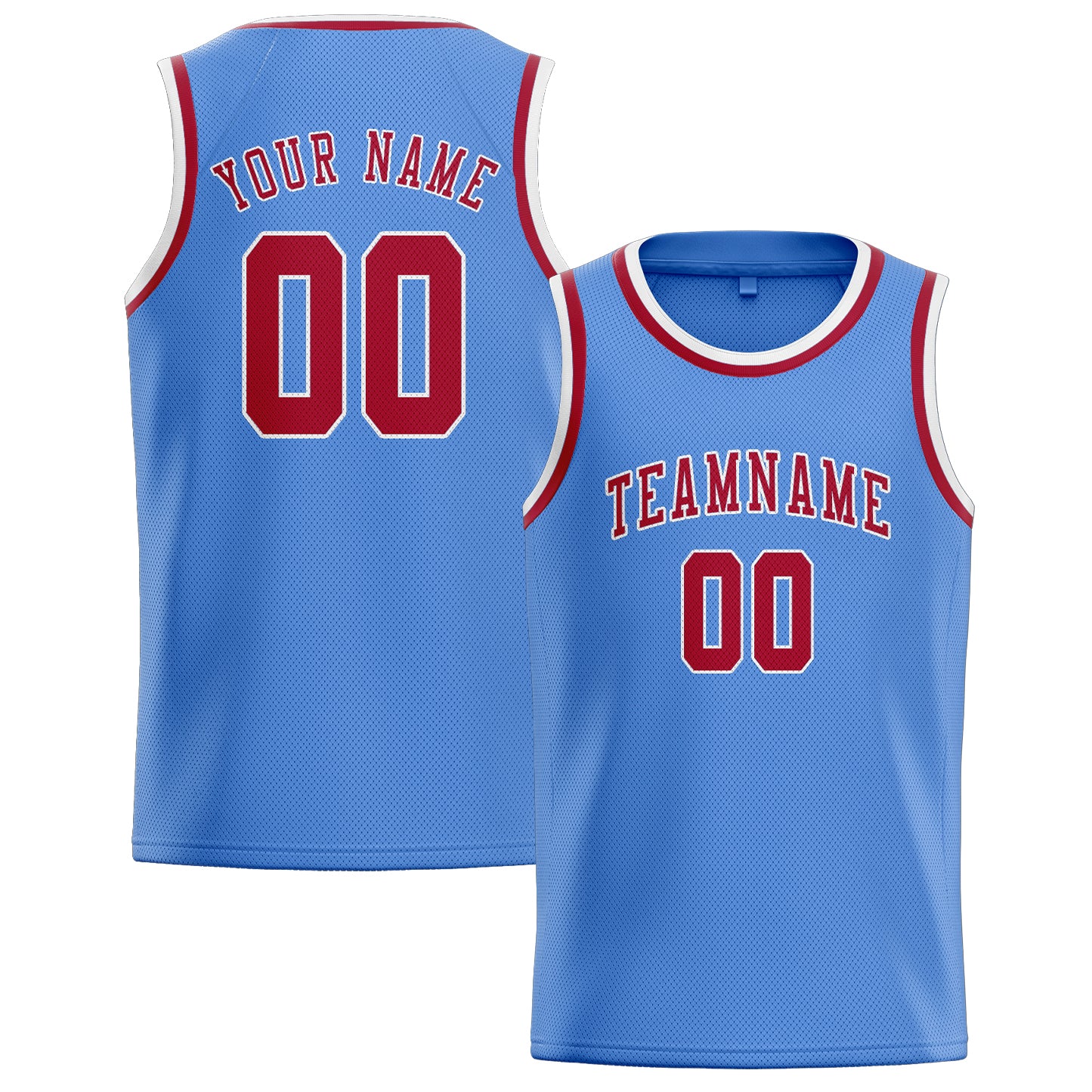 Custom Light Blue Red Basketball Jersey