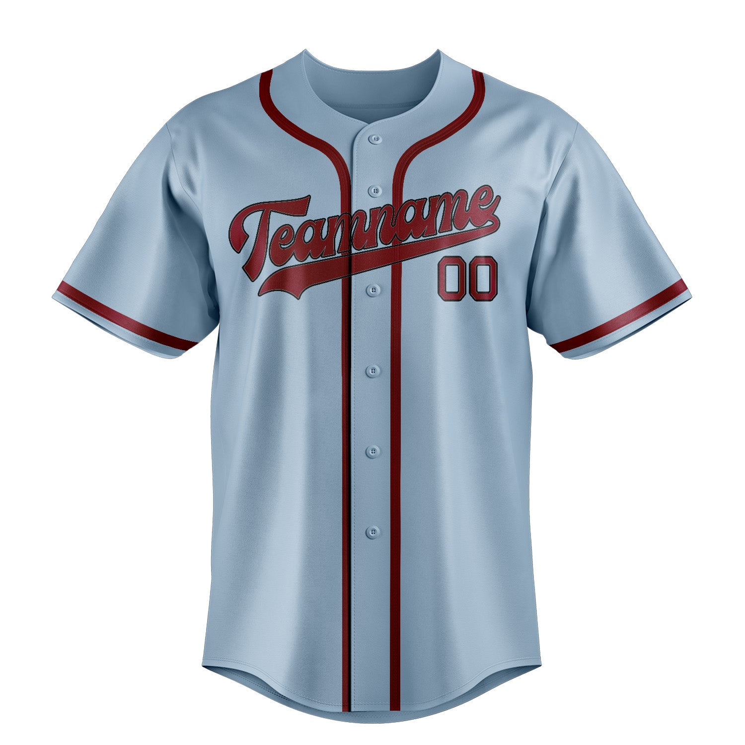 Custom Light Blue Crimson Red Baseball Jersey
