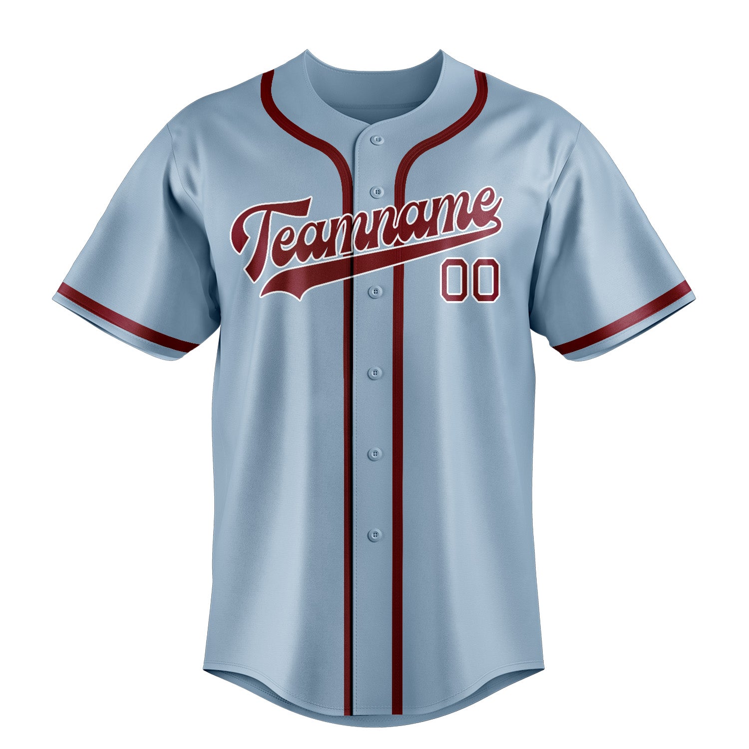 Custom Light Blue Crimson Red Baseball Jersey