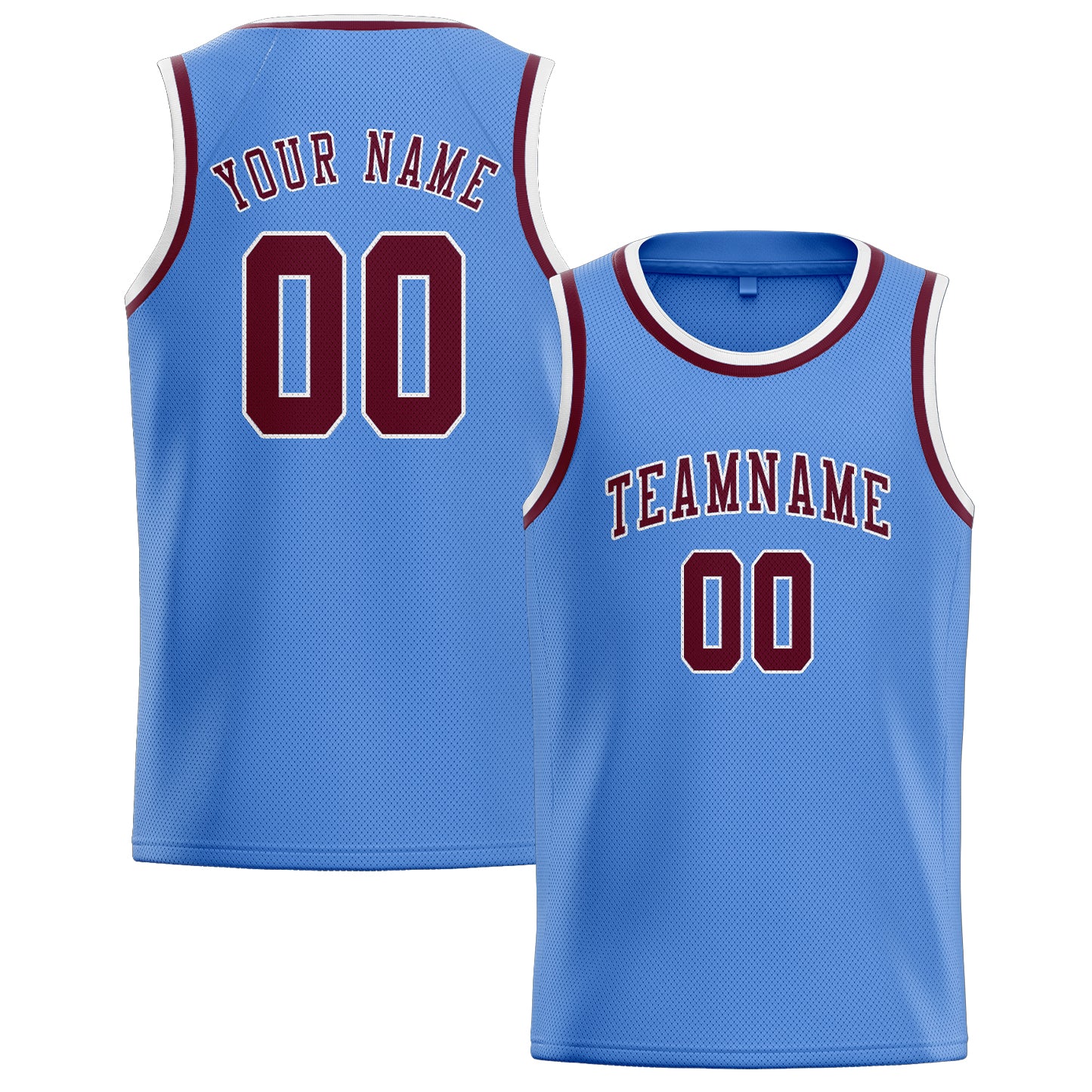 Custom Light Blue Crimson Red Basketball Jersey