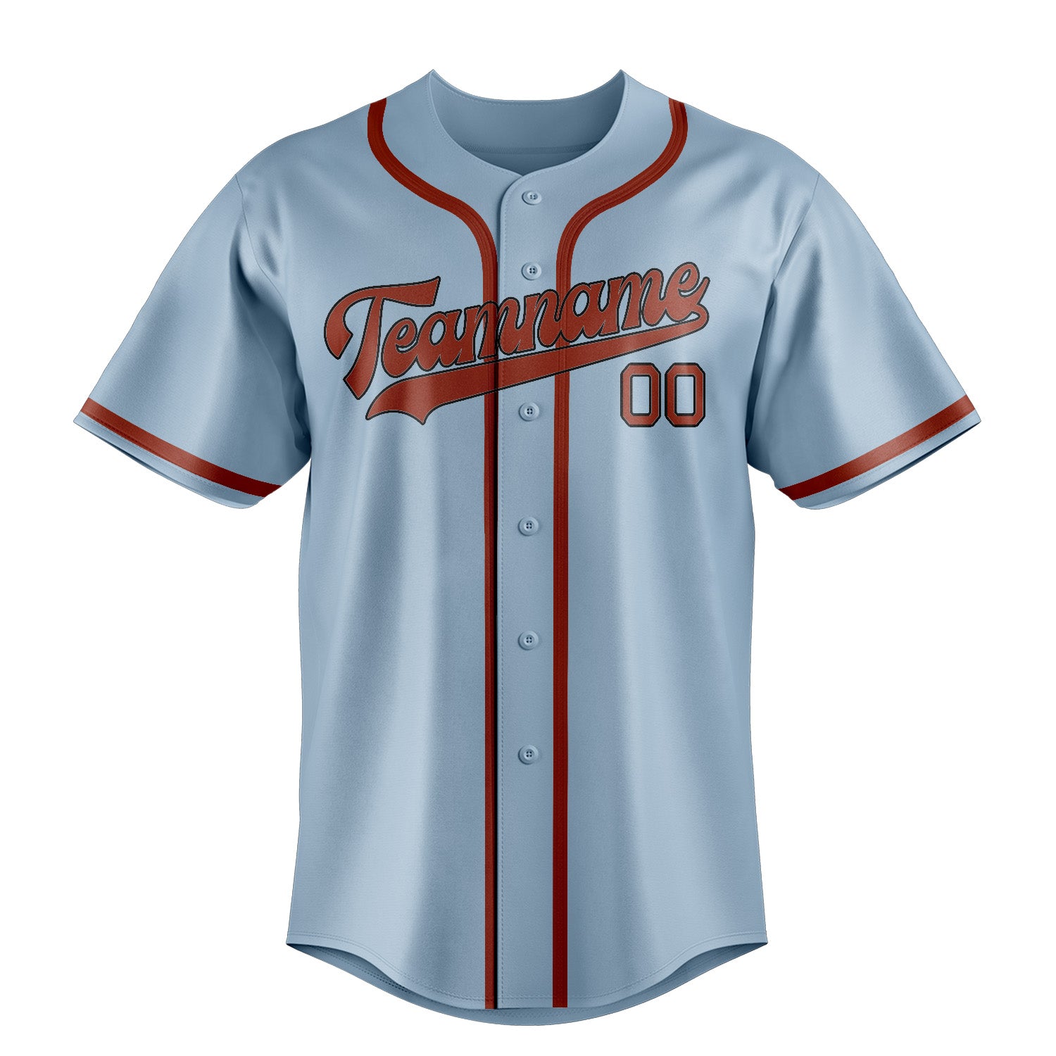 Custom Light Blue Coral Red Baseball Jersey