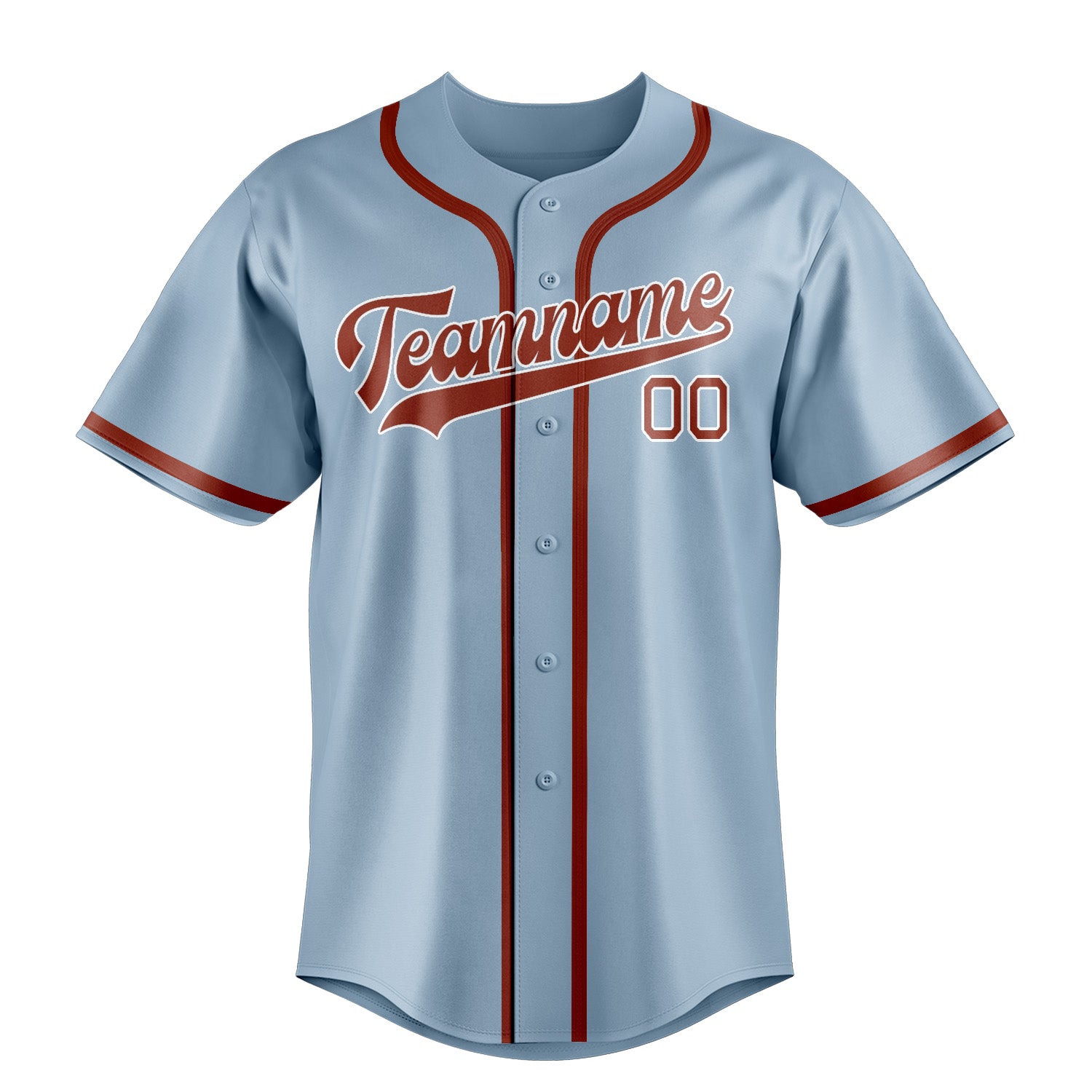 Custom Light Blue Coral Red Baseball Jersey