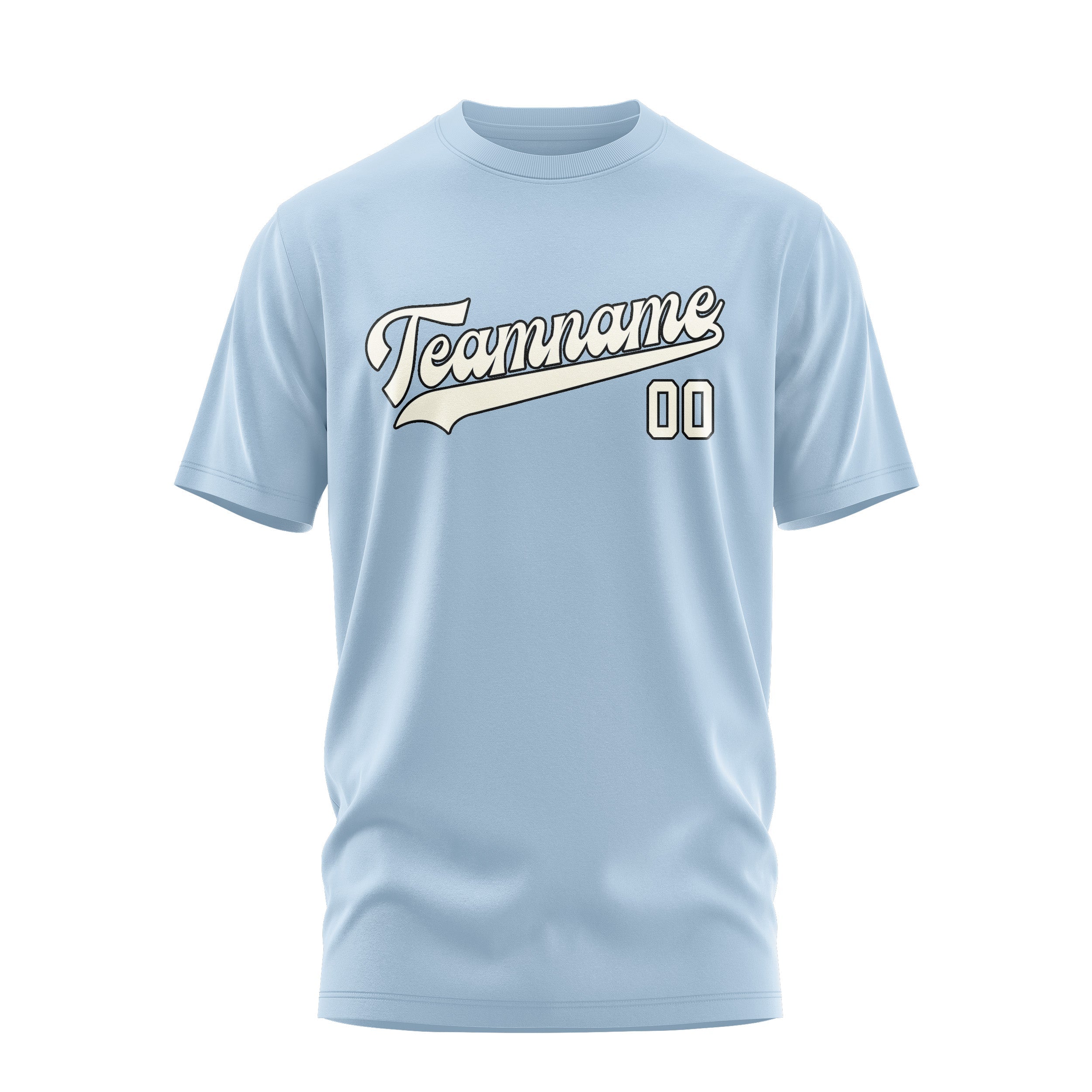 Custom Light Blue Cream T-Shirt