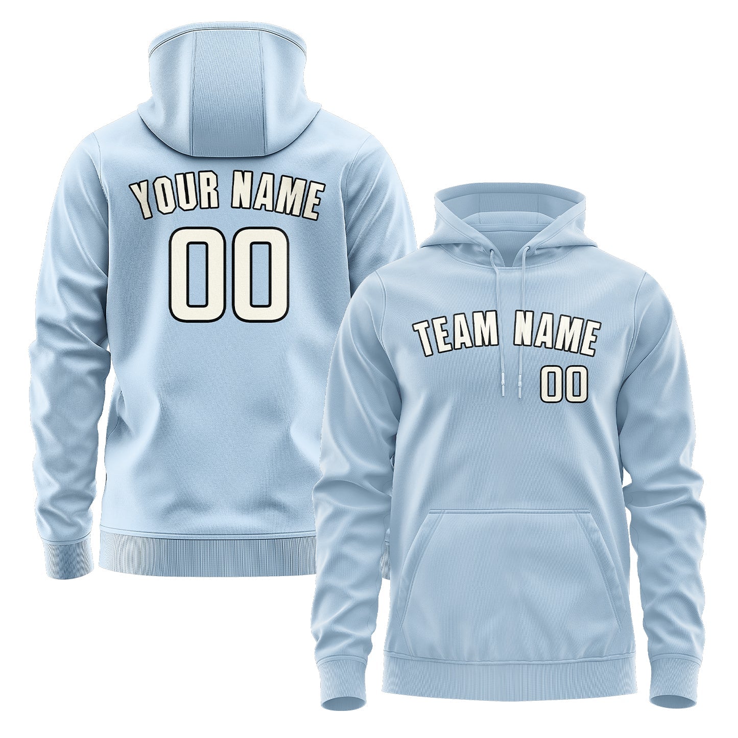 Custom Light Blue Cream Hoodie