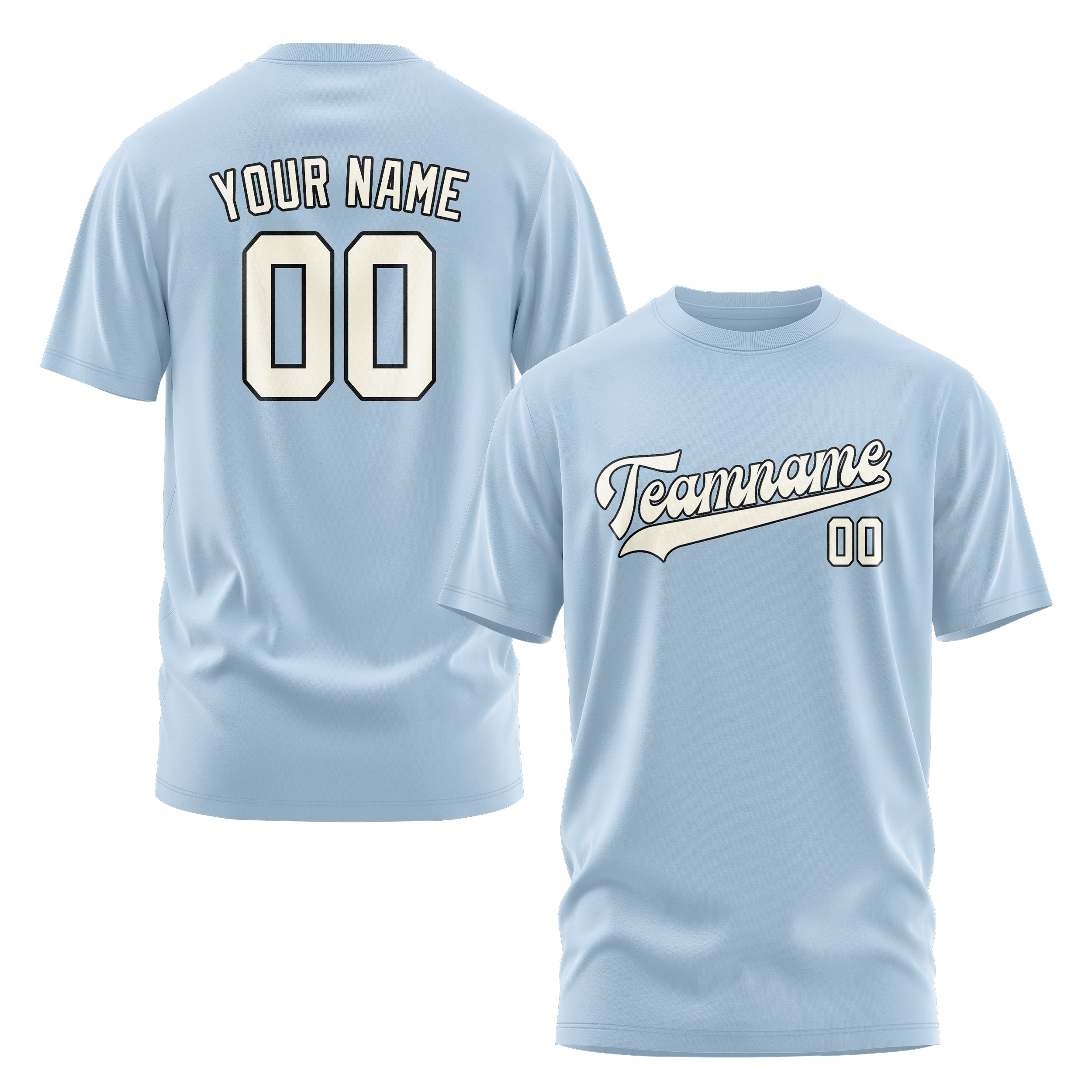 Custom Light Blue Cream T-Shirt