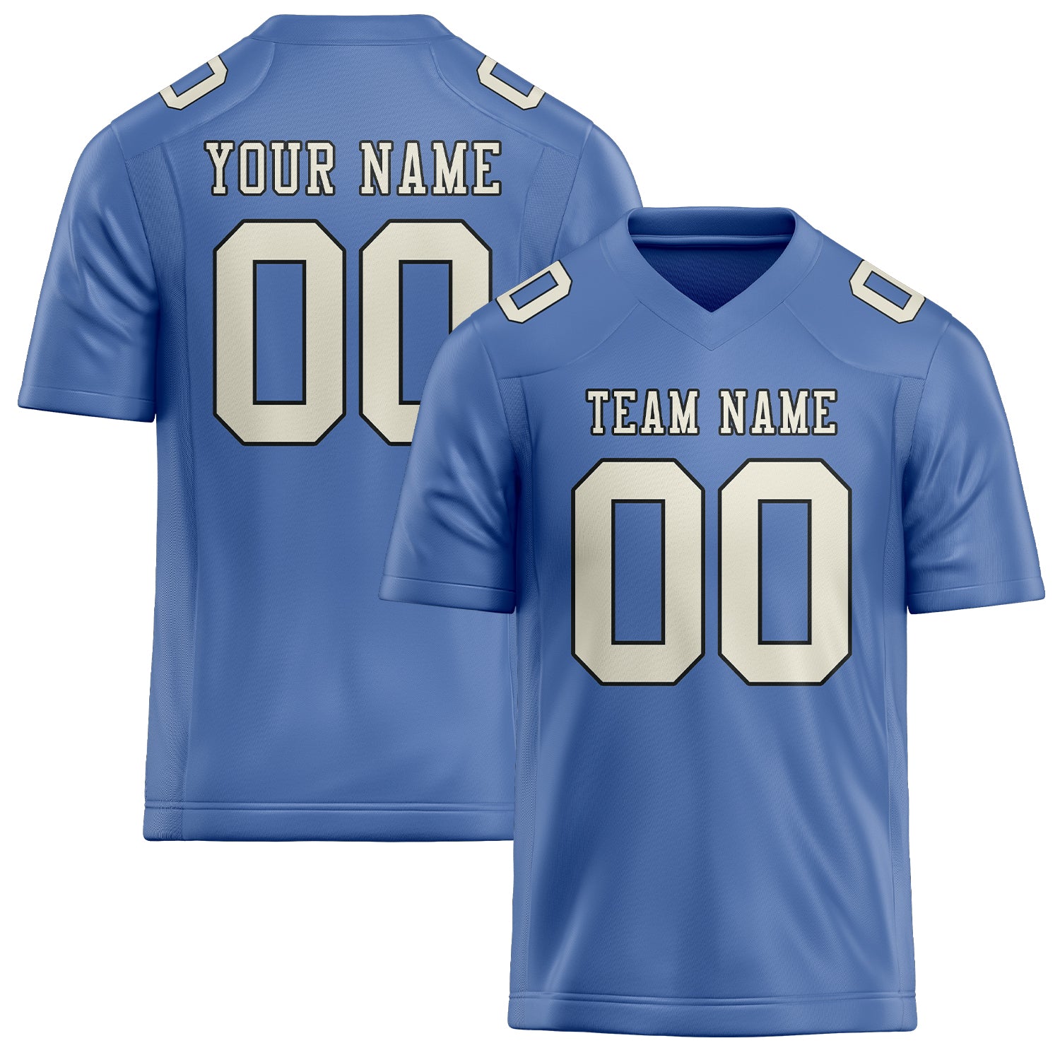 Custom Light Blue Cream Football Jersey