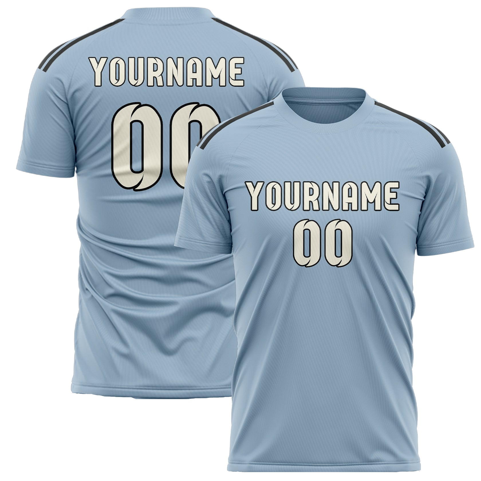 Custom Light Blue Cream Soccer Jersey