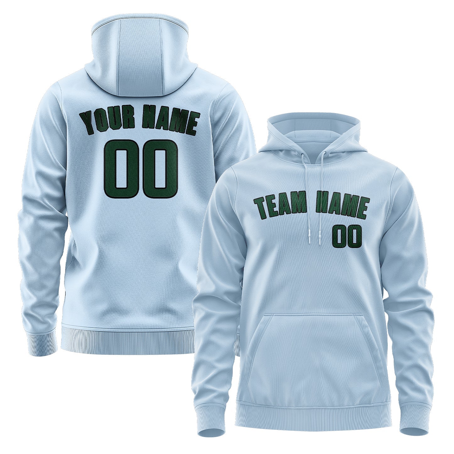 Custom Light Blue Green Hoodie