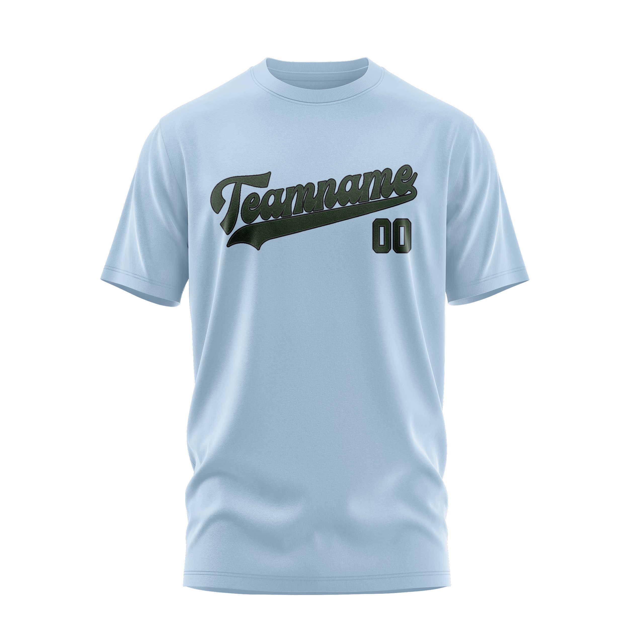 Custom Light Blue Dark Green T-Shirt