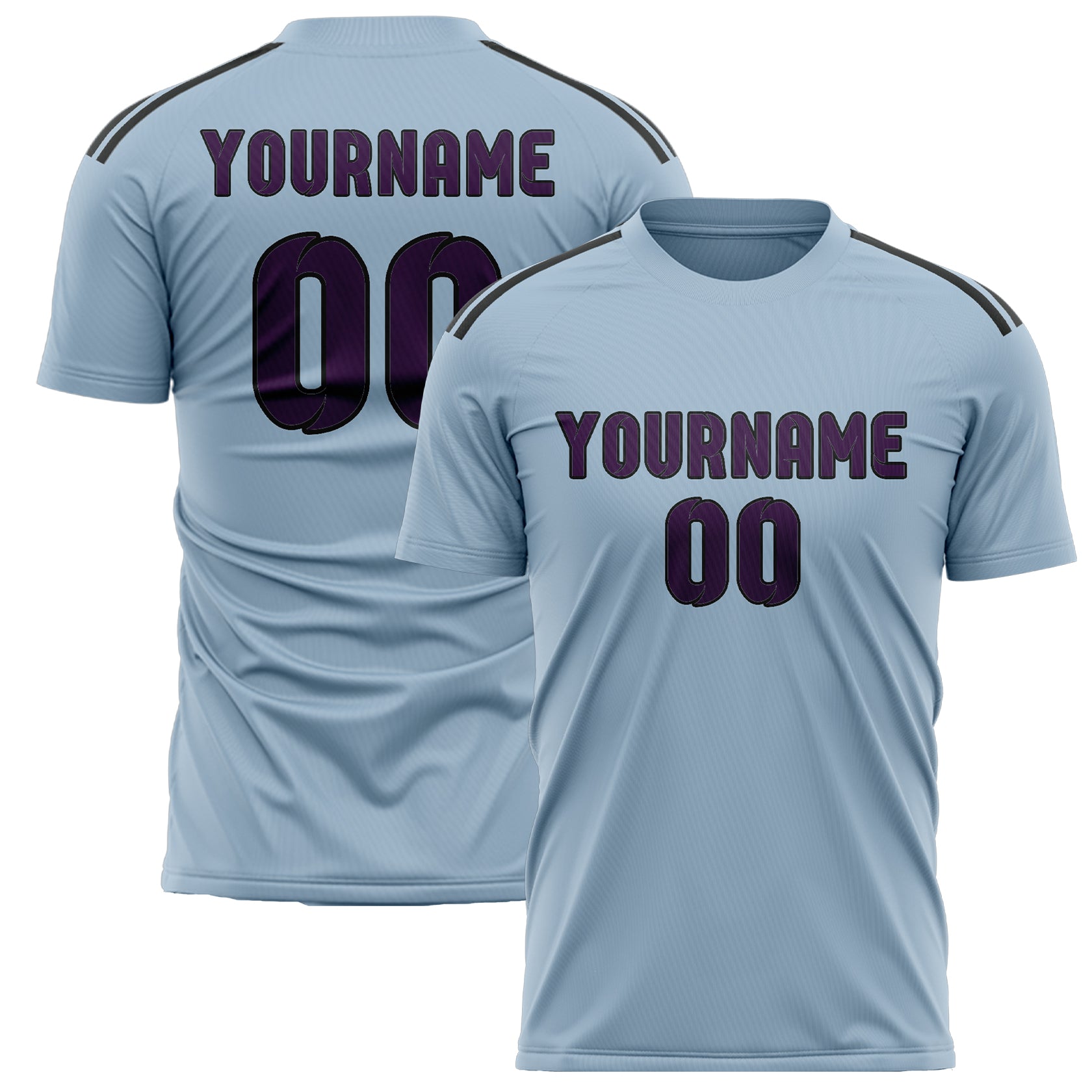 Custom Light Blue Purple Soccer Jersey