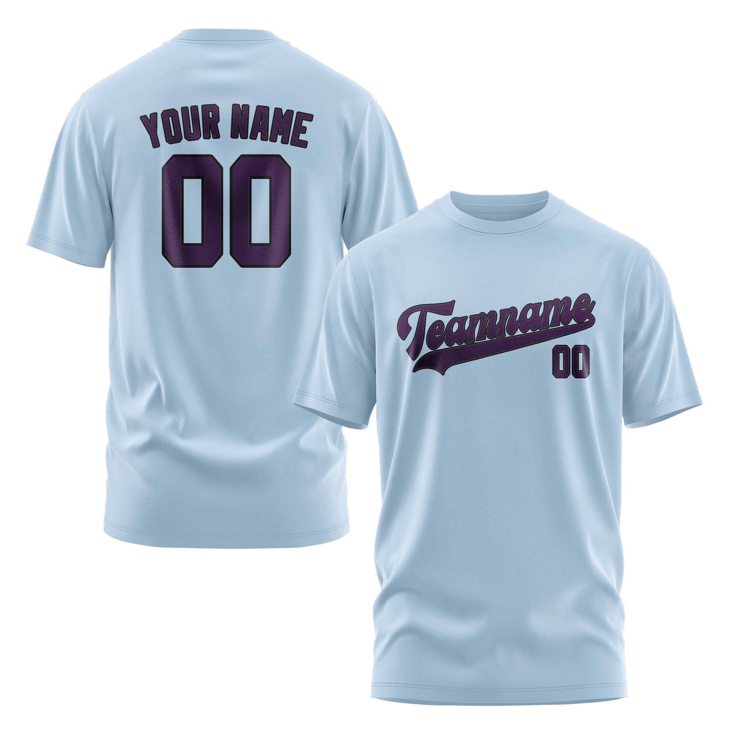 Custom Light Blue Purple T-Shirt