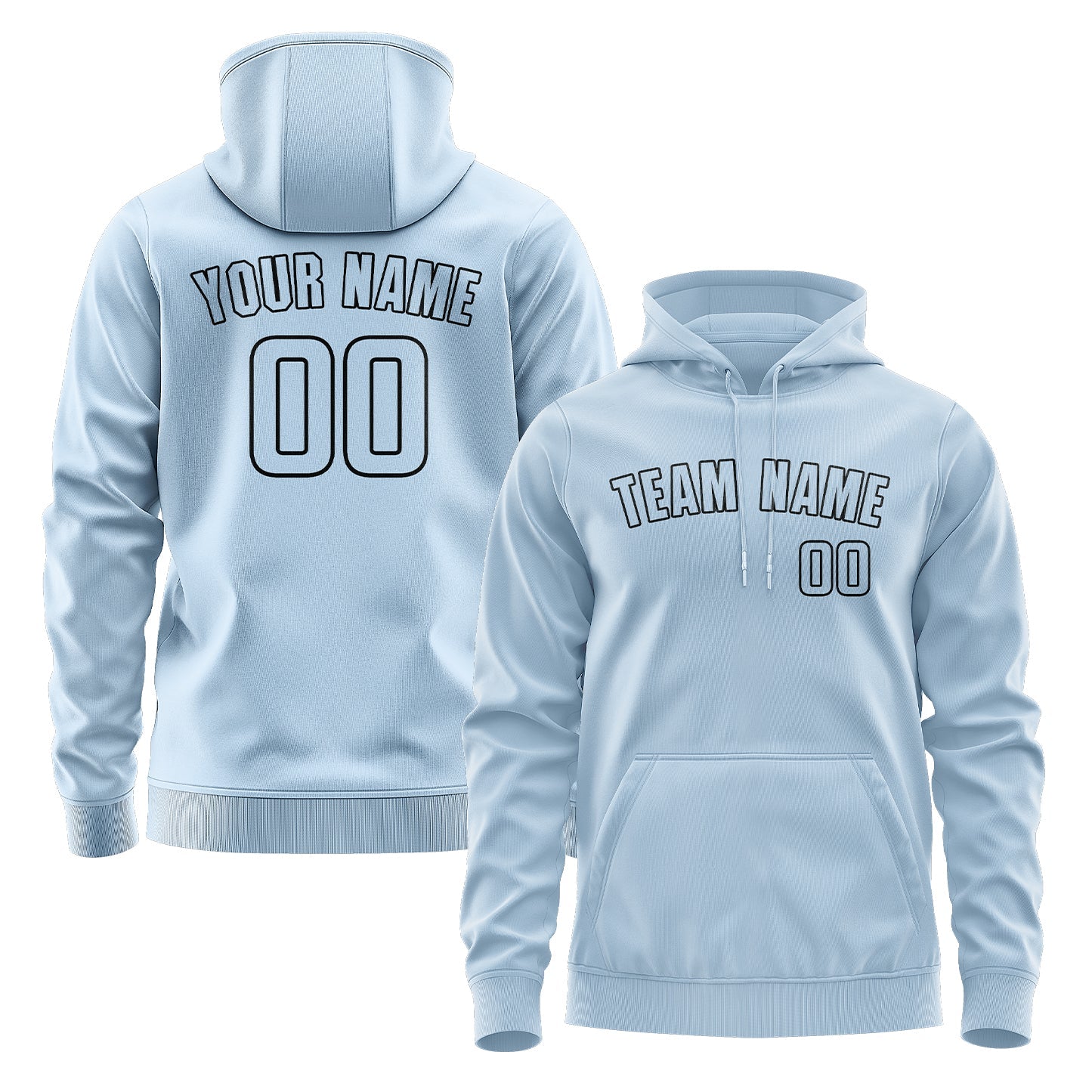 Custom Light Blue Light Blue Hoodie