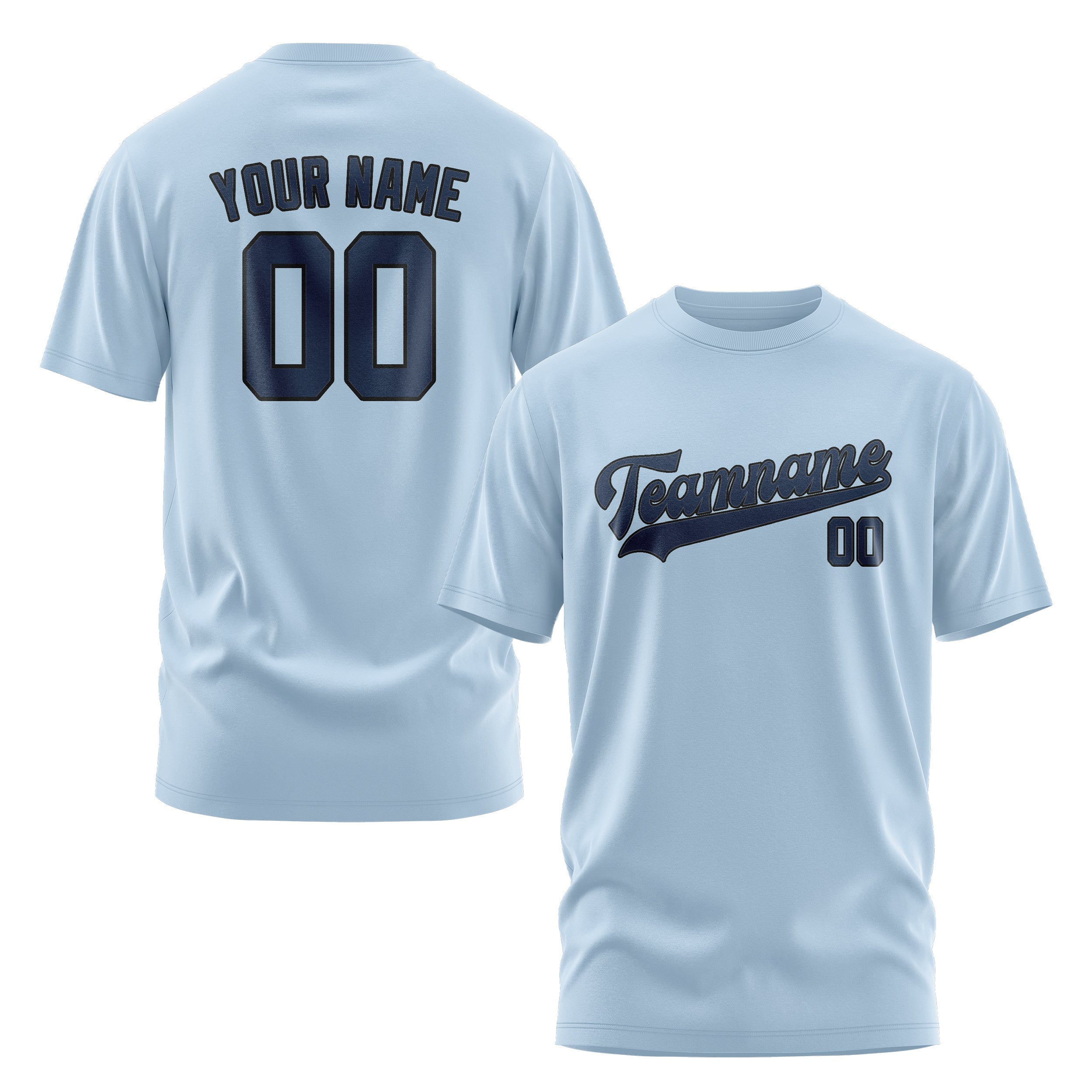 Custom Light Blue Blue T-Shirt