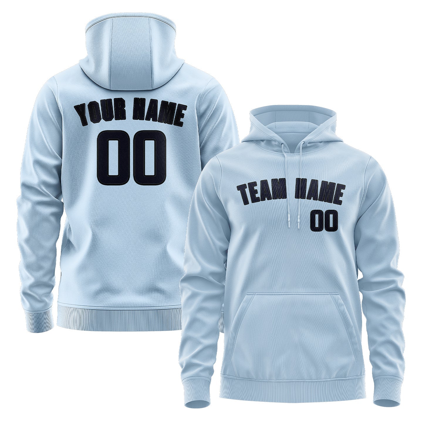 Custom Light Blue Navy Hoodie