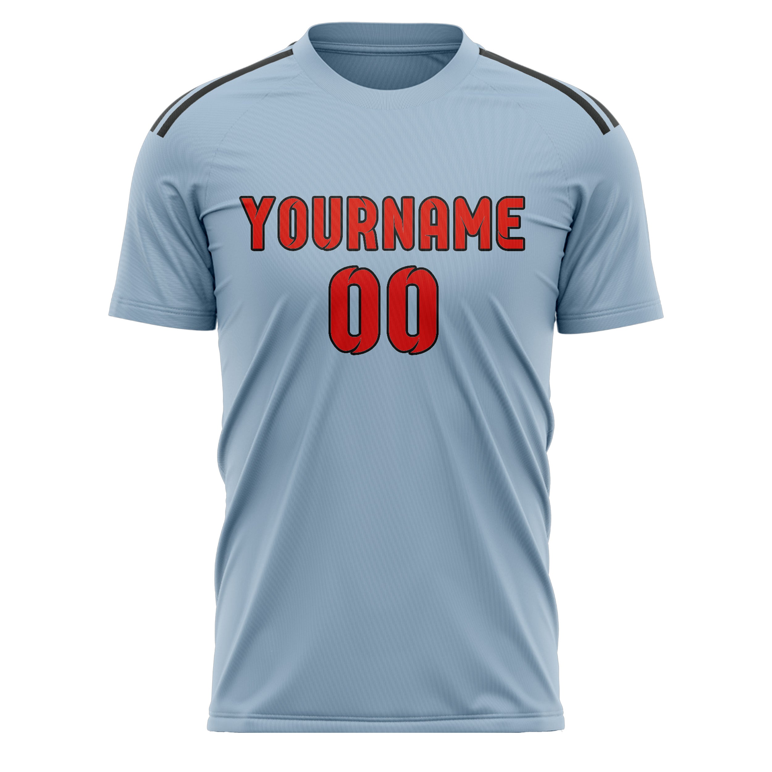 Custom Light Blue Orange Red Soccer Jersey