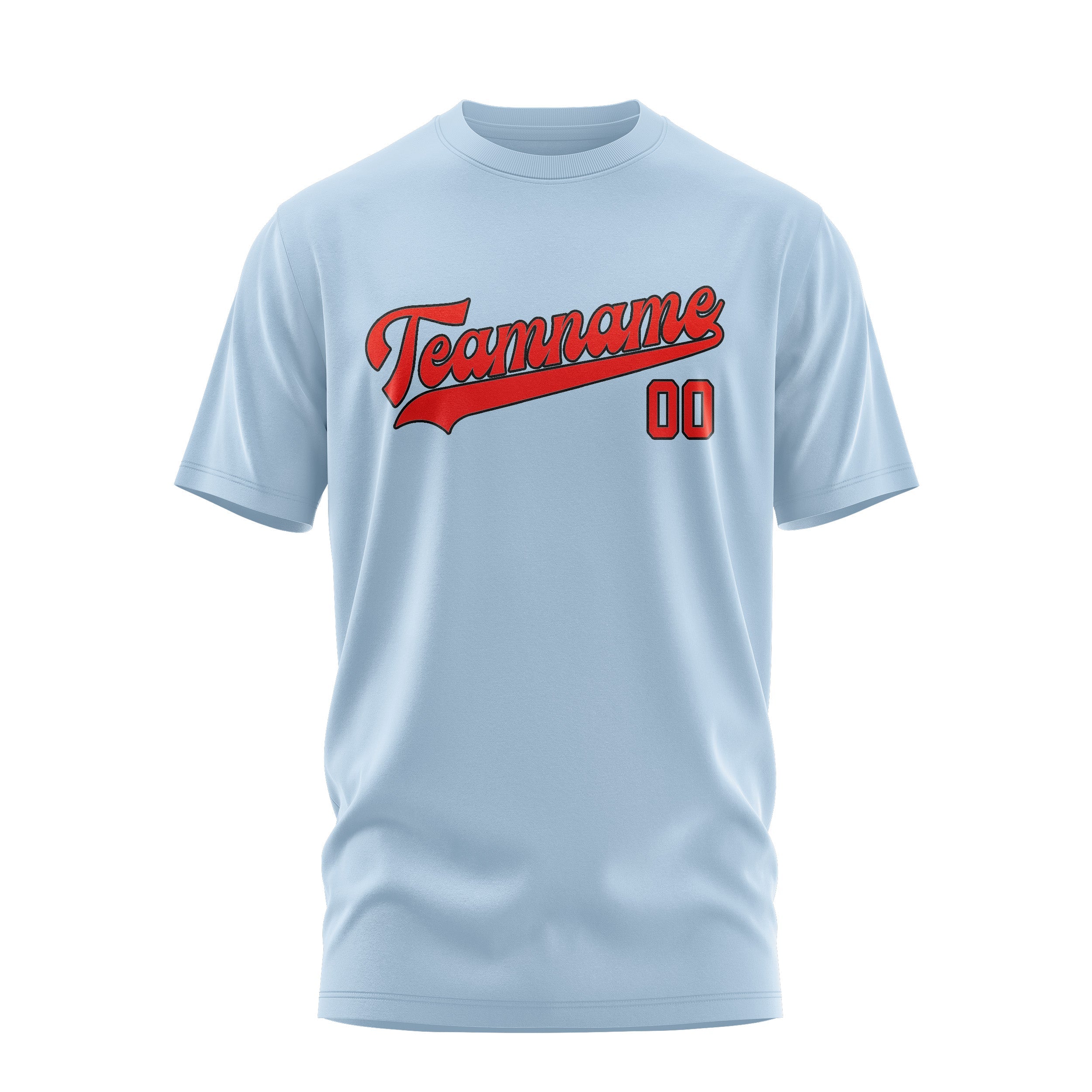 Custom Light Blue Orange Red T-Shirt