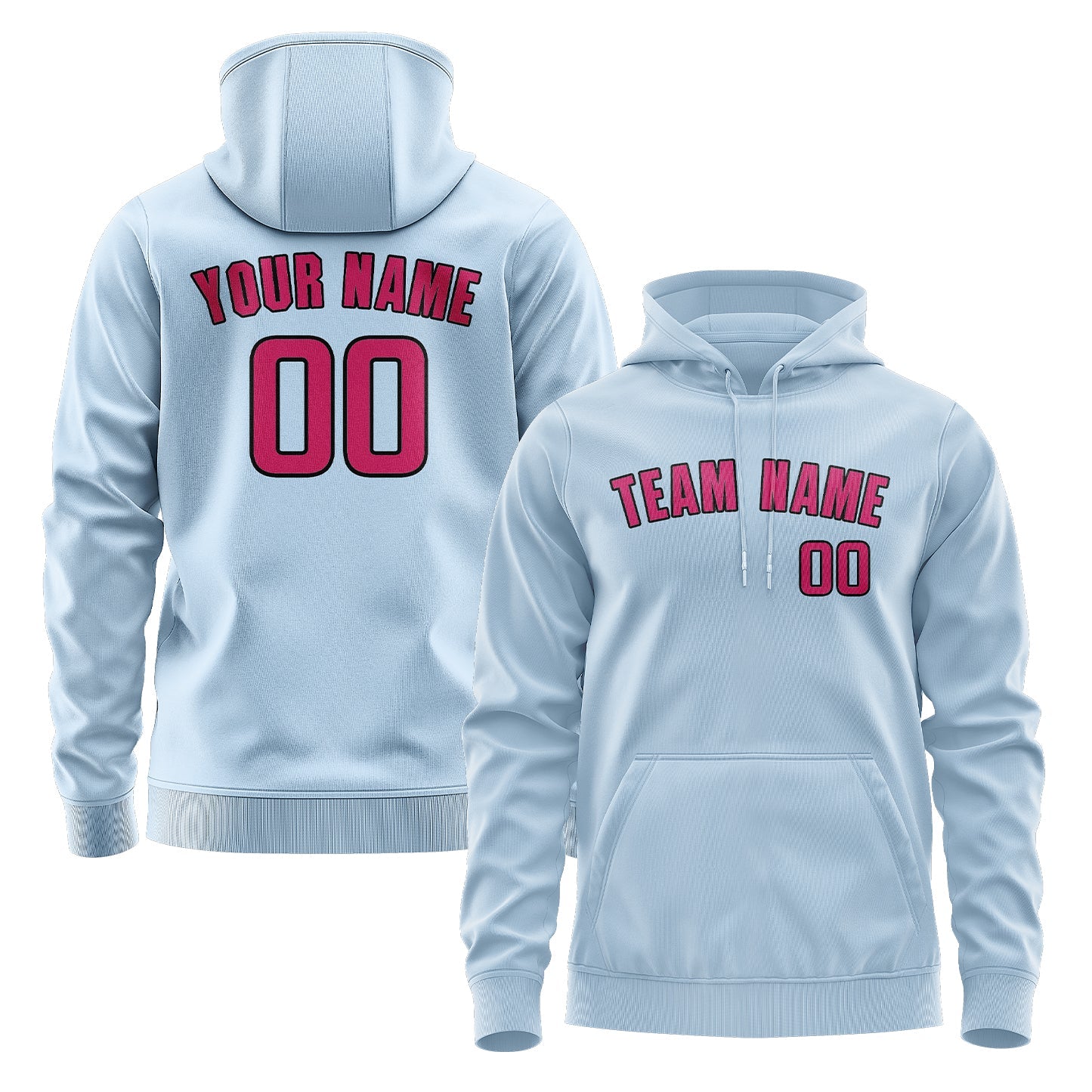 Custom Light Blue Pink Hoodie