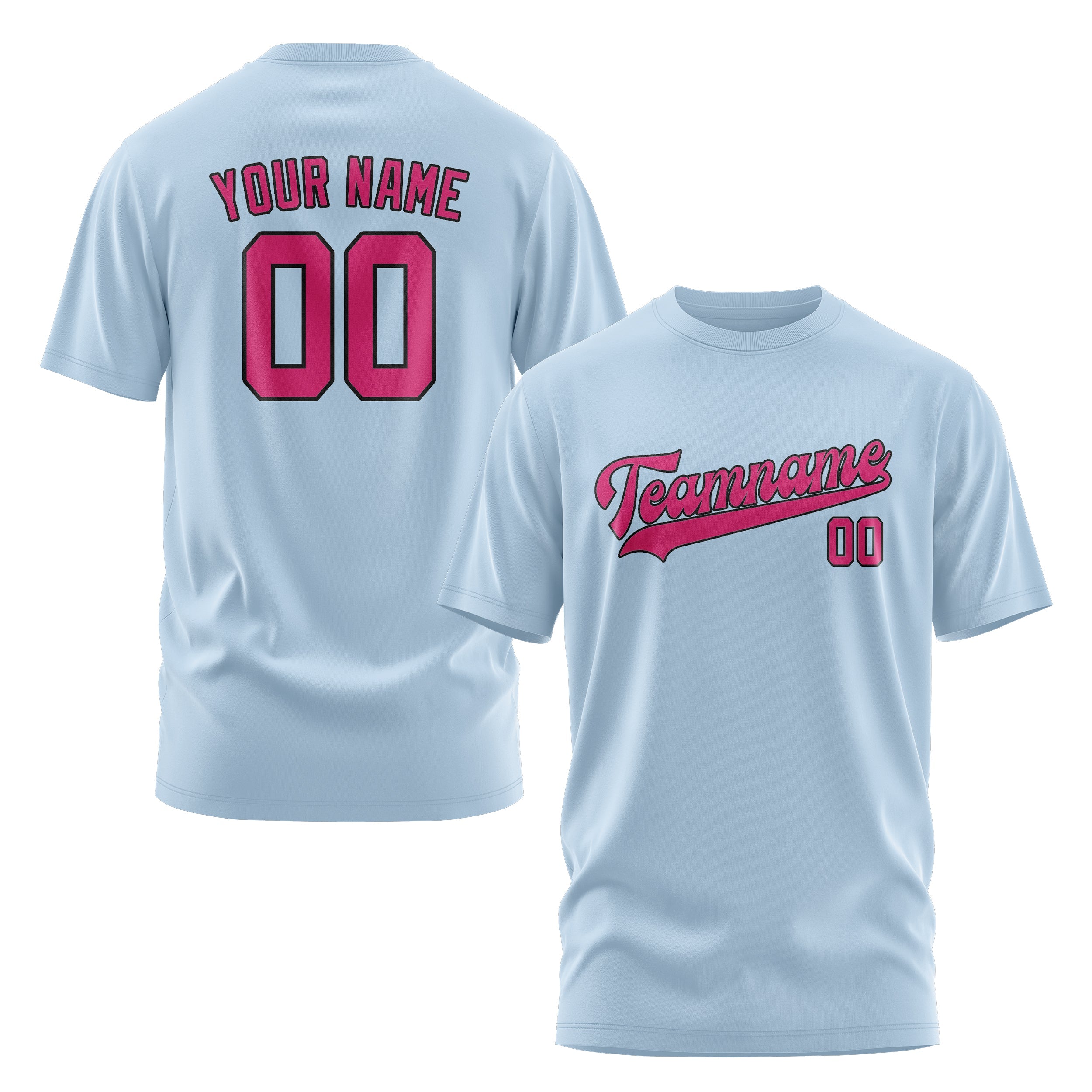 Custom Light Blue Pink T-Shirt
