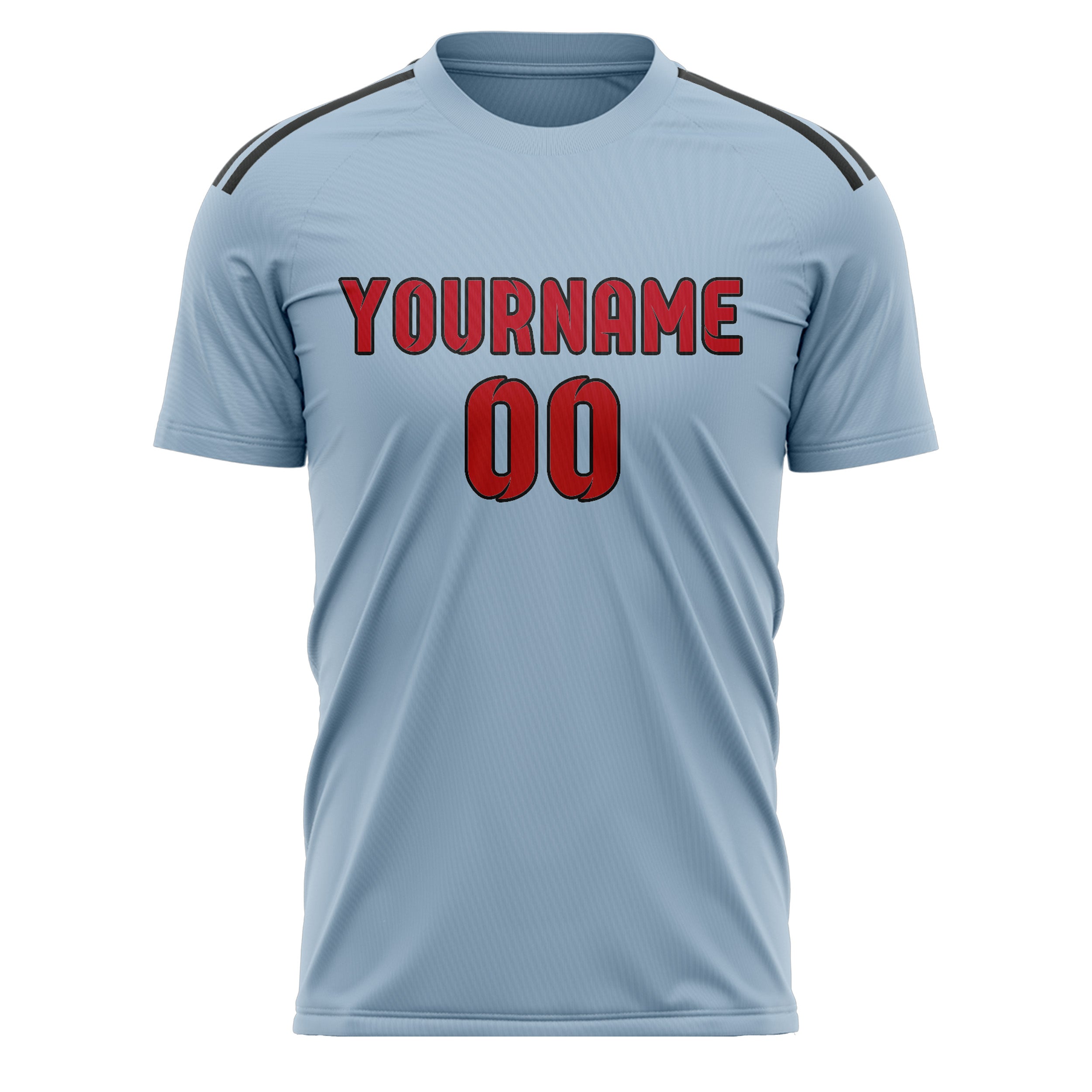 Custom Light Blue Red Soccer Jersey
