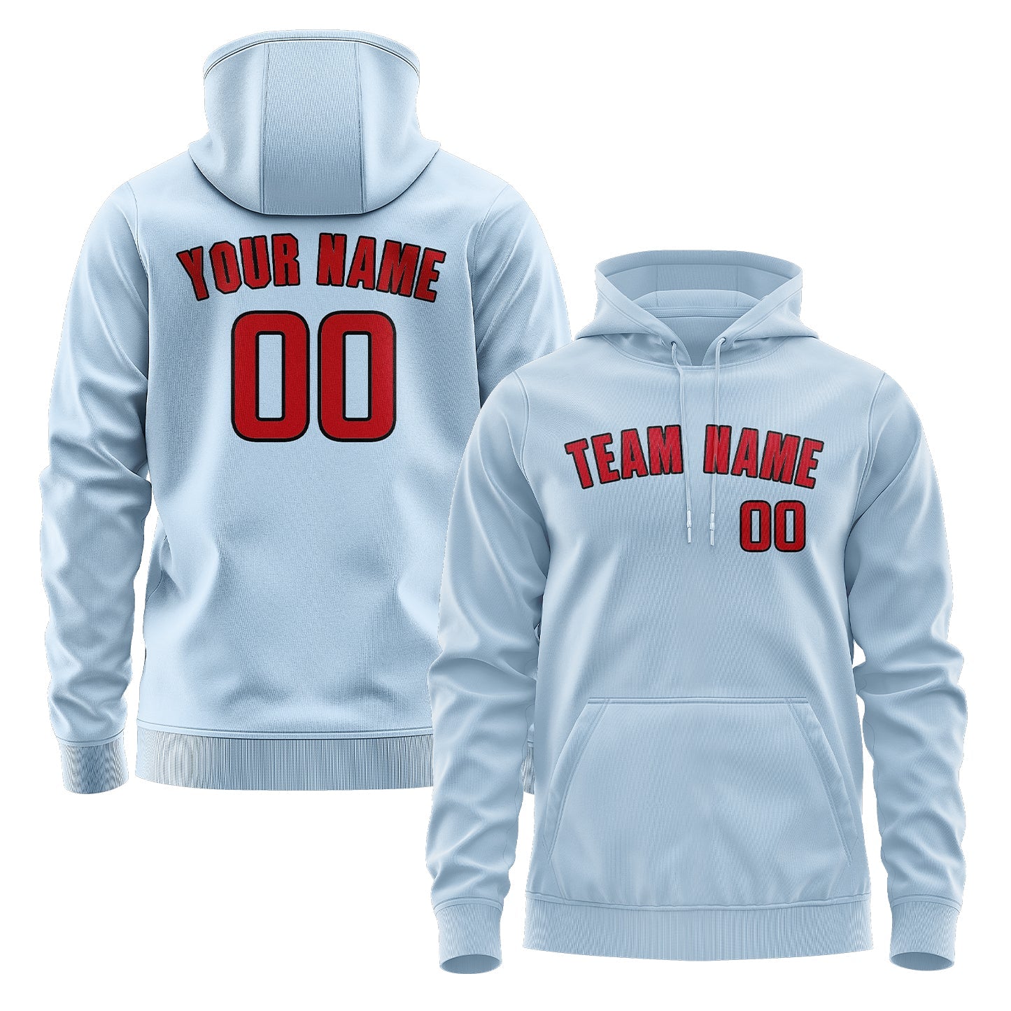 Custom Light Blue Red Hoodie