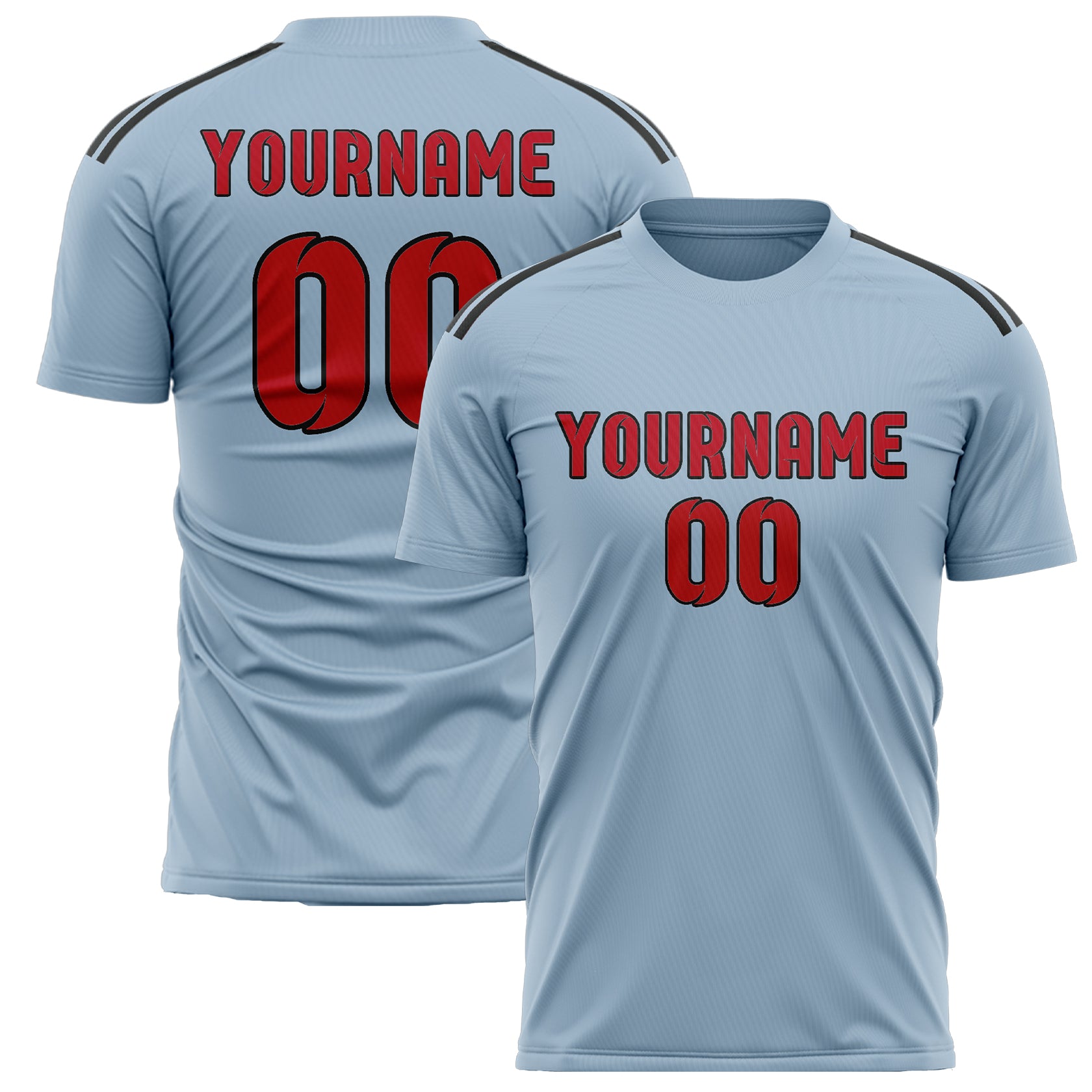 Custom Light Blue Red Soccer Jersey