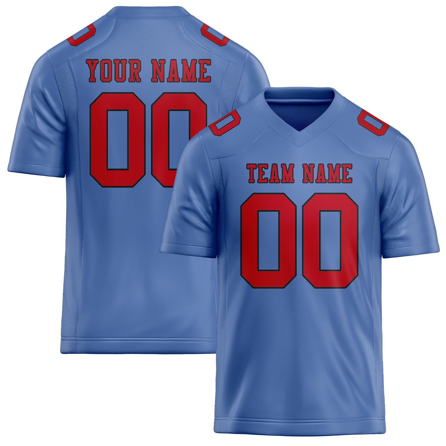 Custom Light Blue Red Football Jersey