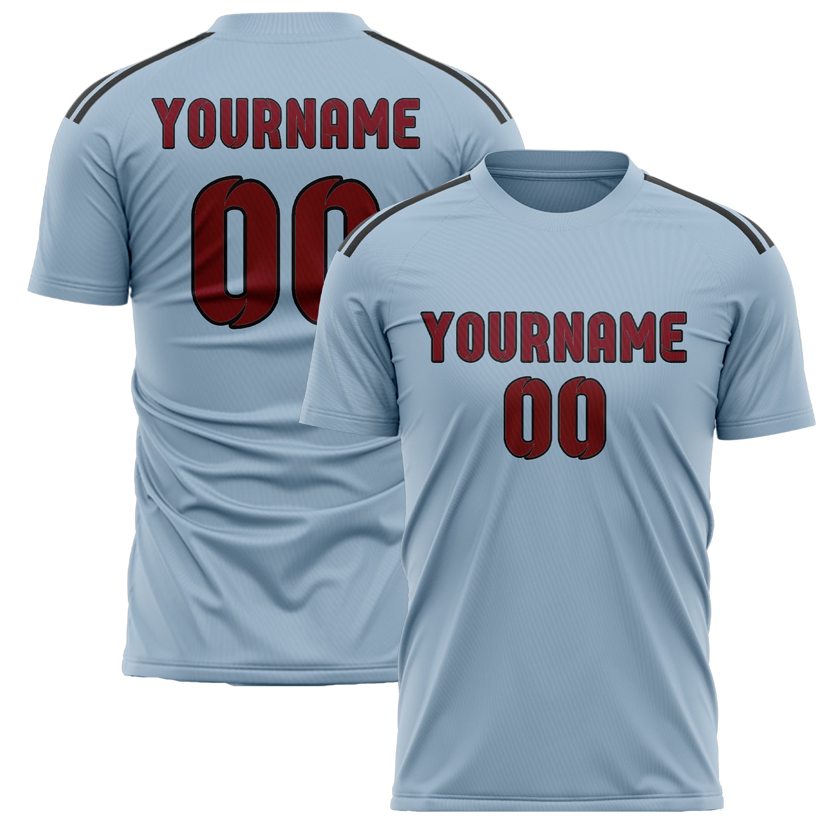 Custom Light Blue Crimson Red Soccer Jersey