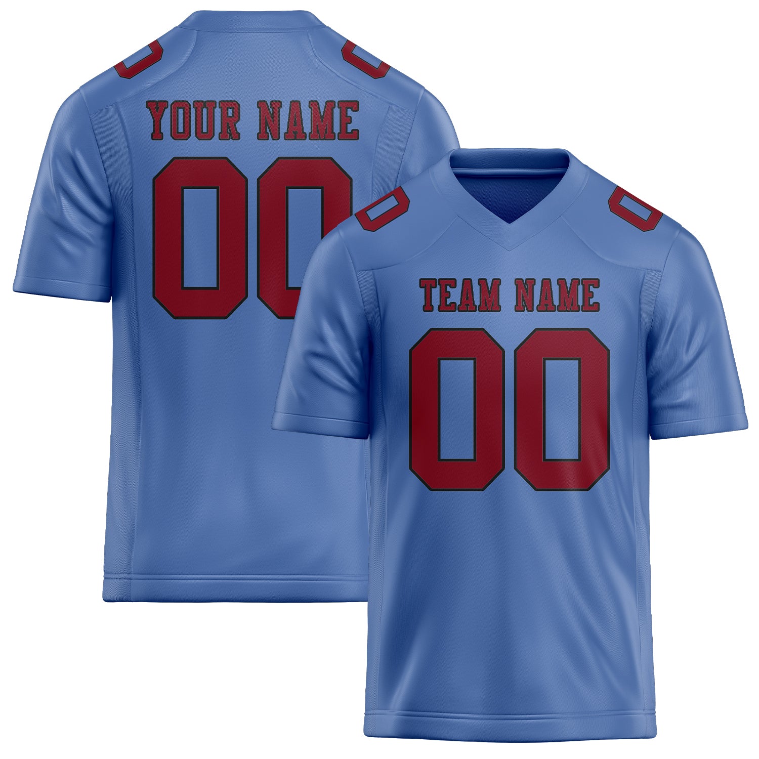 Custom Light Blue Crimson Red Football Jersey