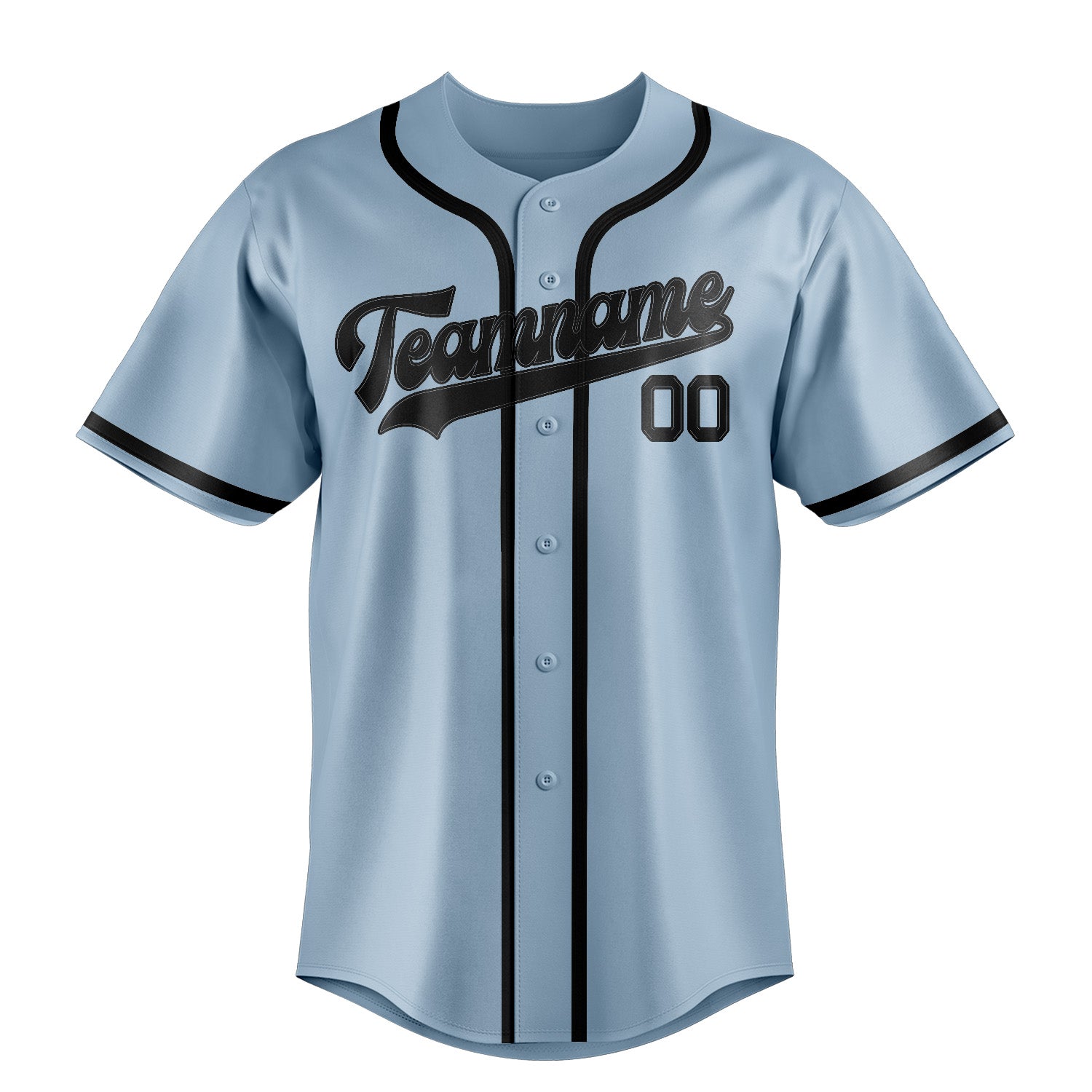 Custom Light Blue Black Baseball Jersey
