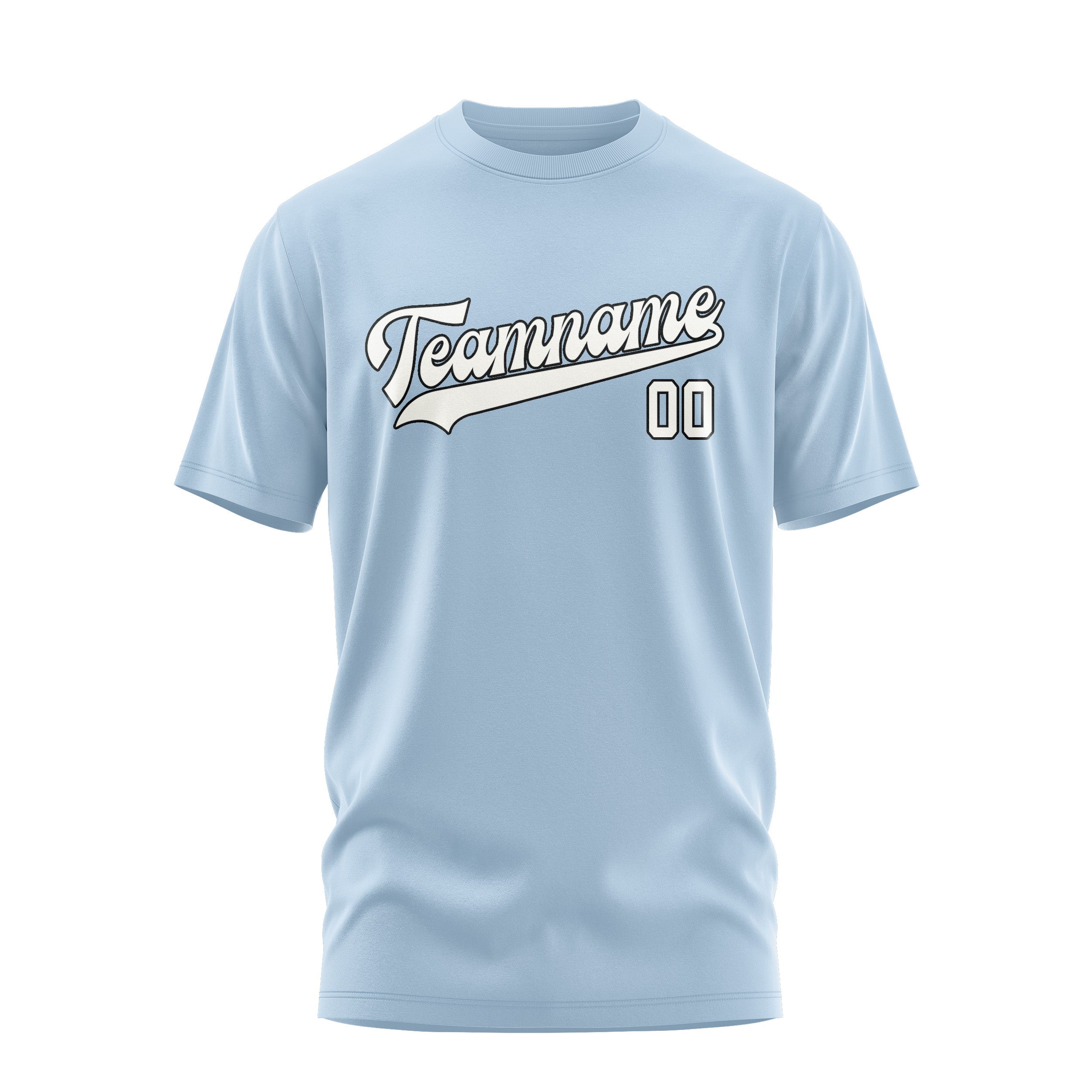 Custom Light Blue White T-Shirt