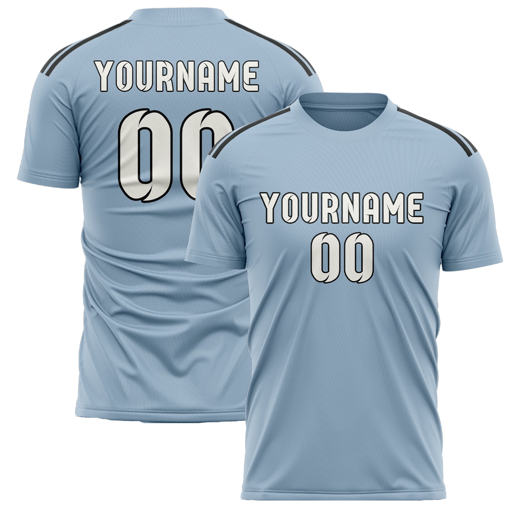 Custom Light Blue White Soccer Jersey