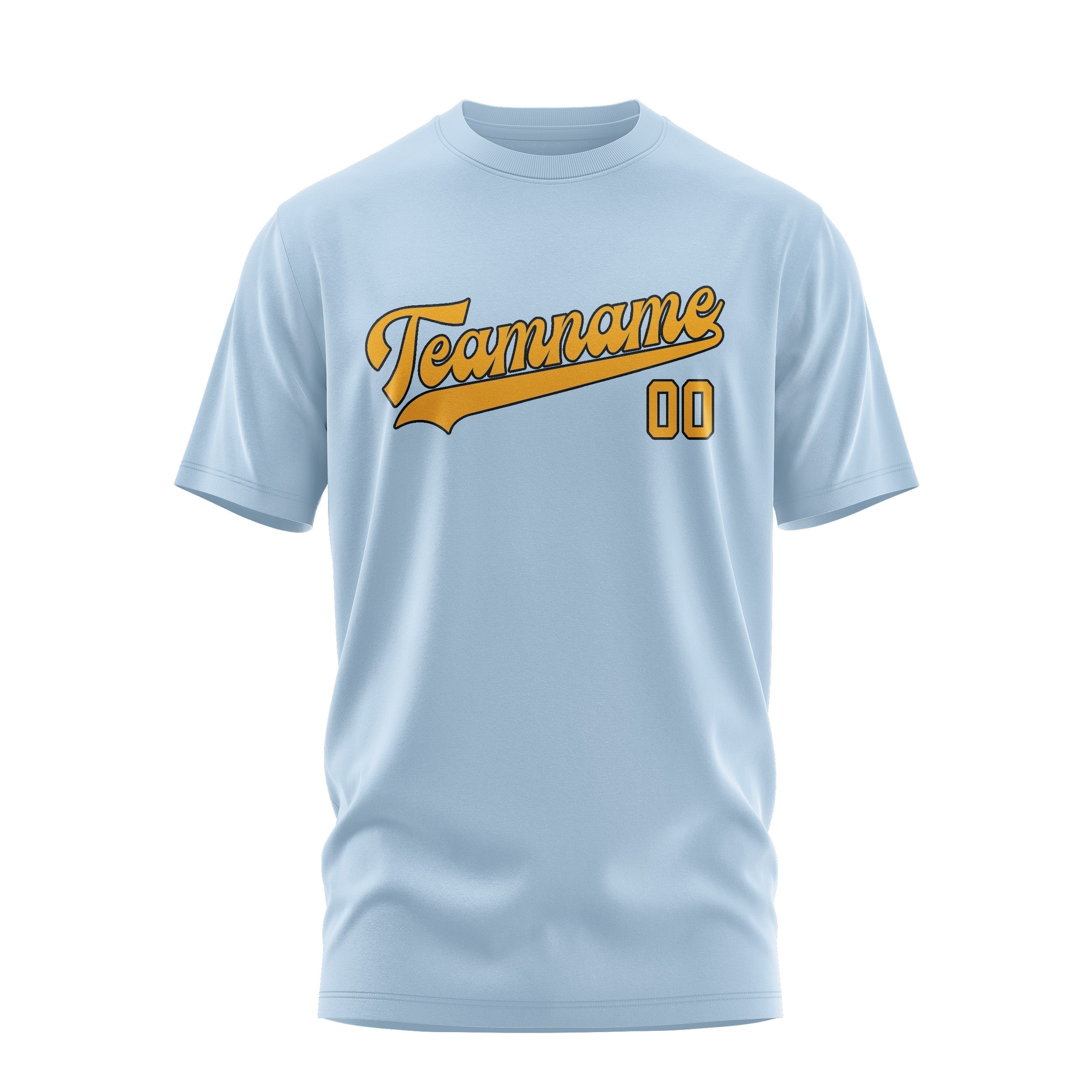 Custom Light Blue Yellow T-Shirt