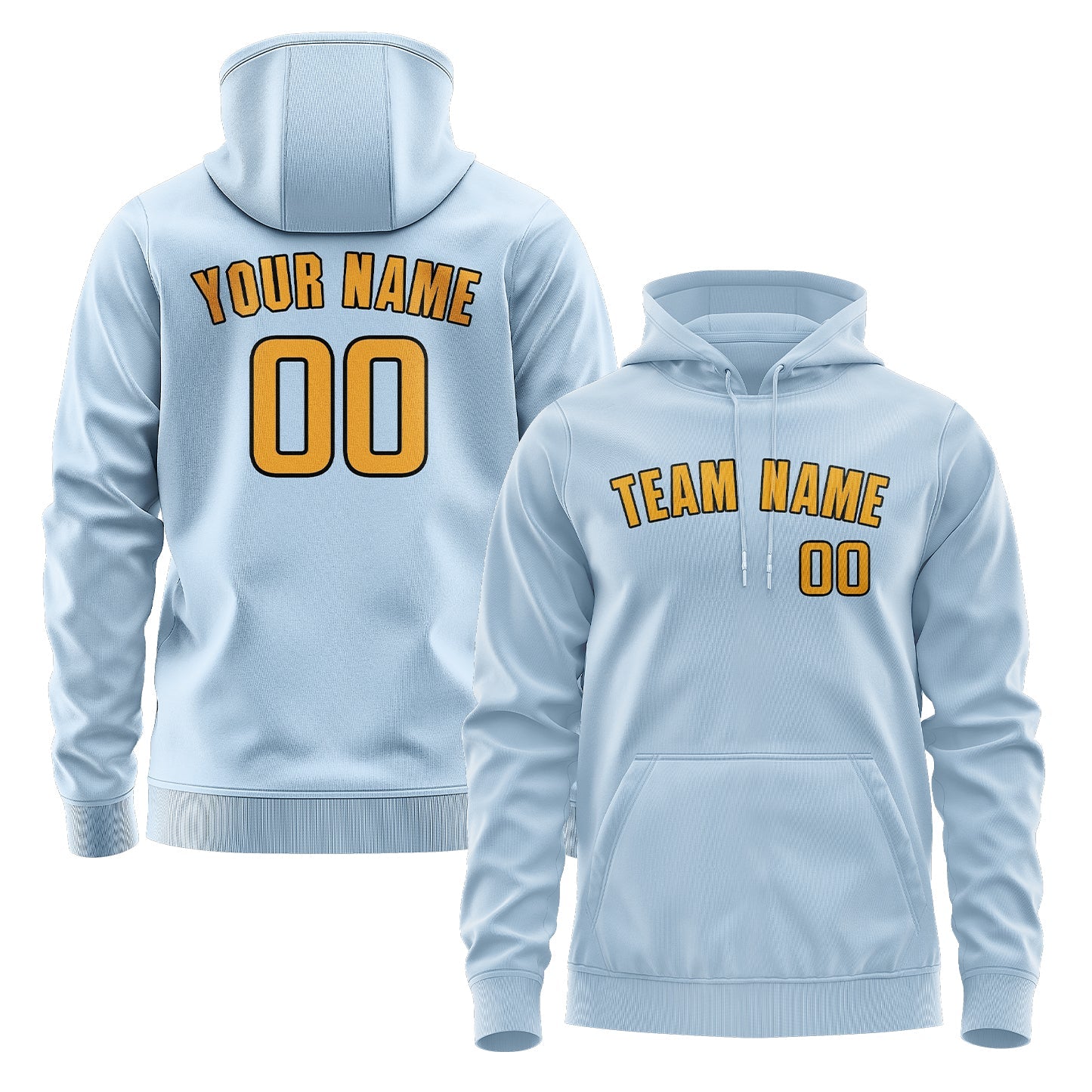 Custom Light Blue Yellow Hoodie